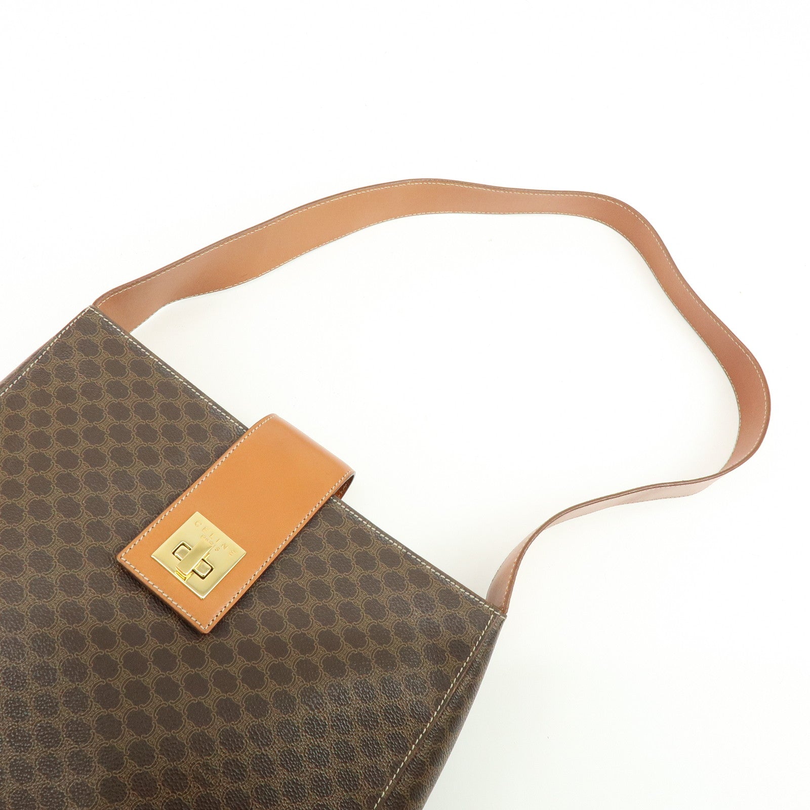 CELINE Macadam PVC Leather Shoulder Bag Brown