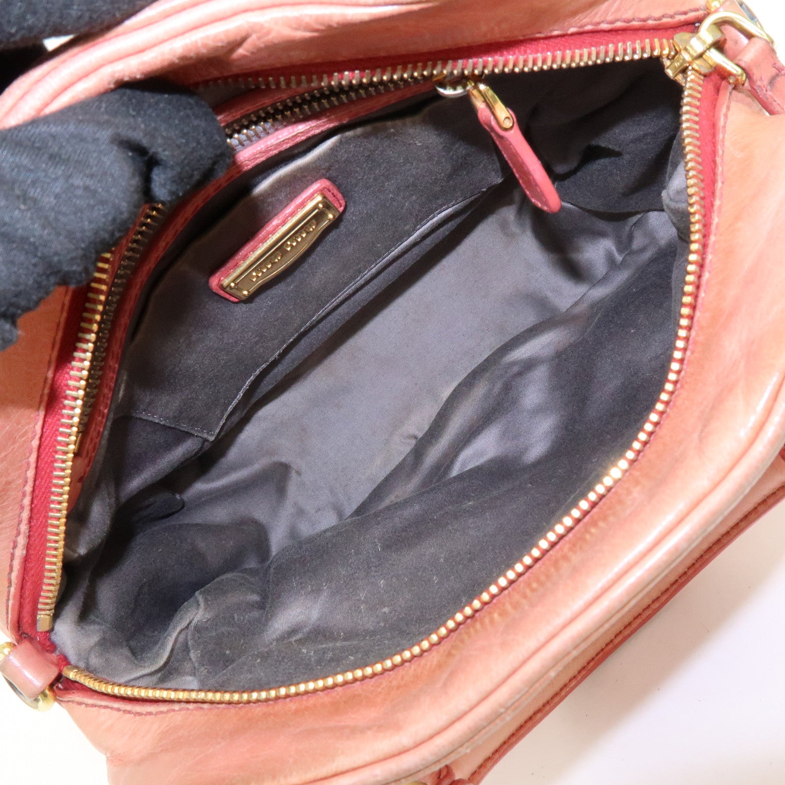 MIU MIU Leather 2Way Bag Hand Bag Shoulder Bag Pink