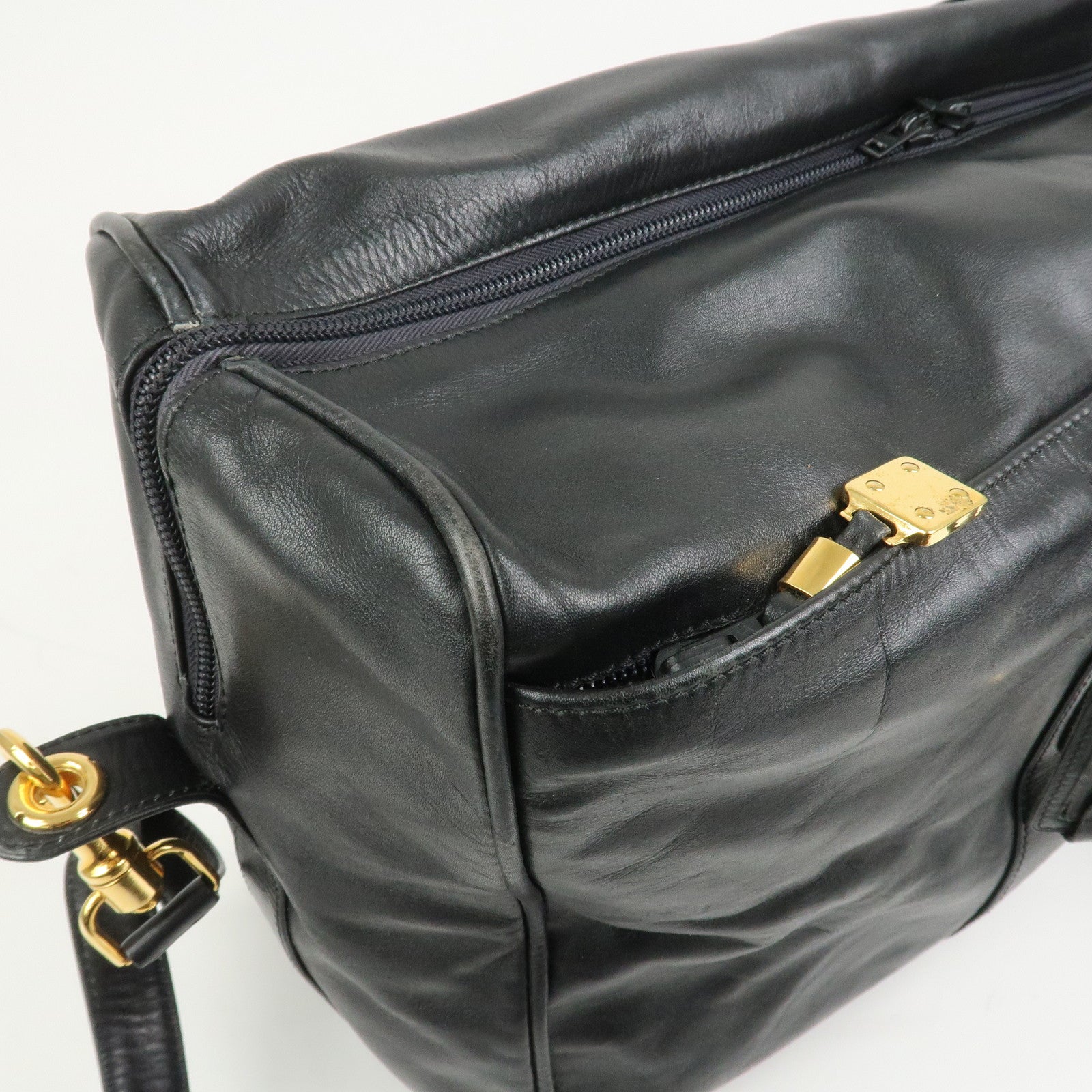 LOEWE Anagram Leather 2Way Bag Boston Bag Shoulder Bag Black