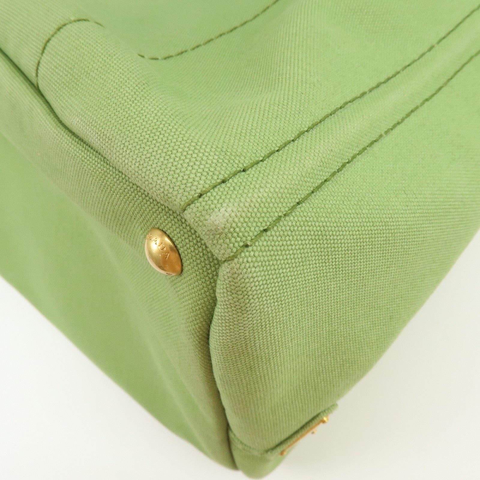 PRADA Canapa Large Triangle Logo Canvas Tote Bag Hand Bag B1872B