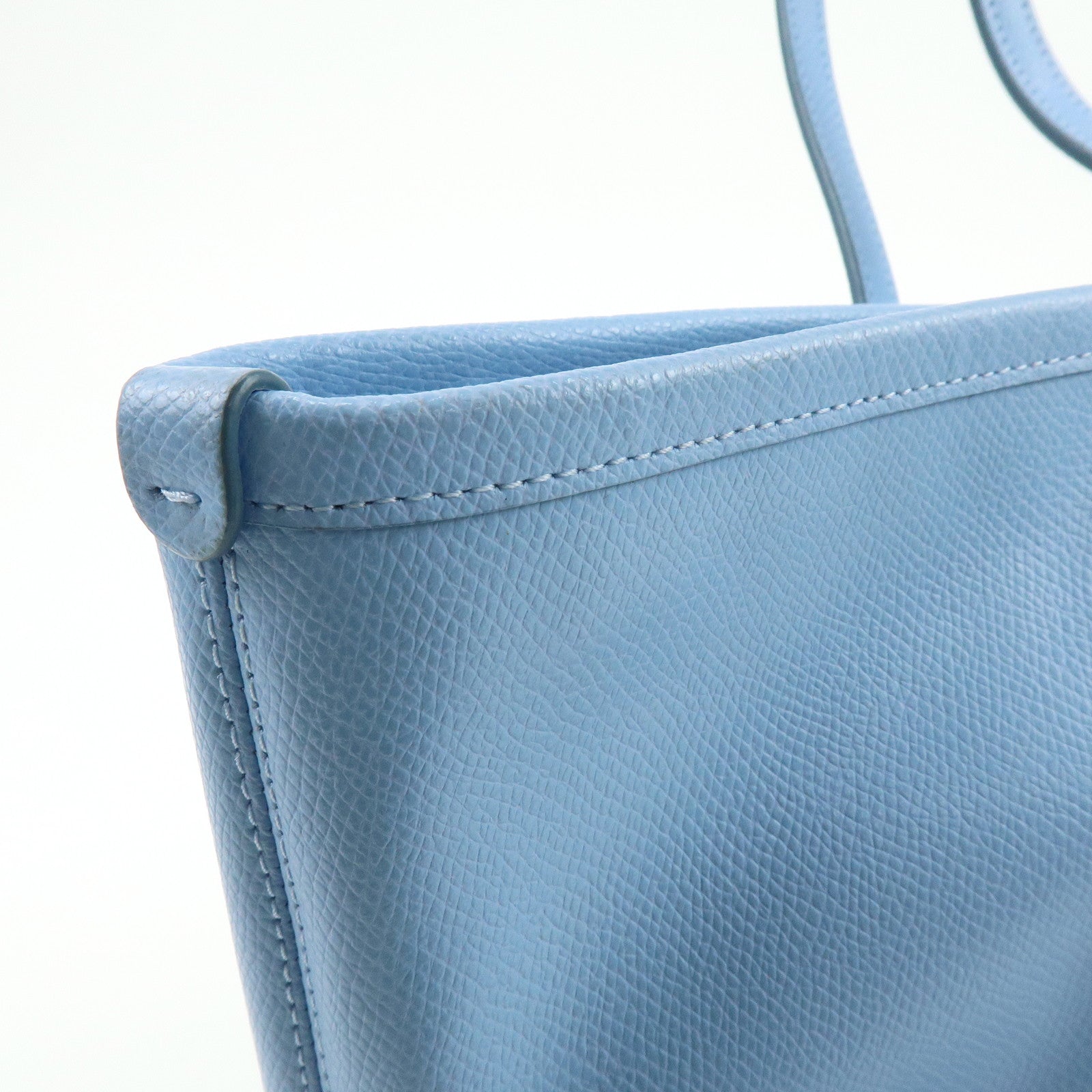 COACH Leather Tote Bag Shoulder Bag Light Blue