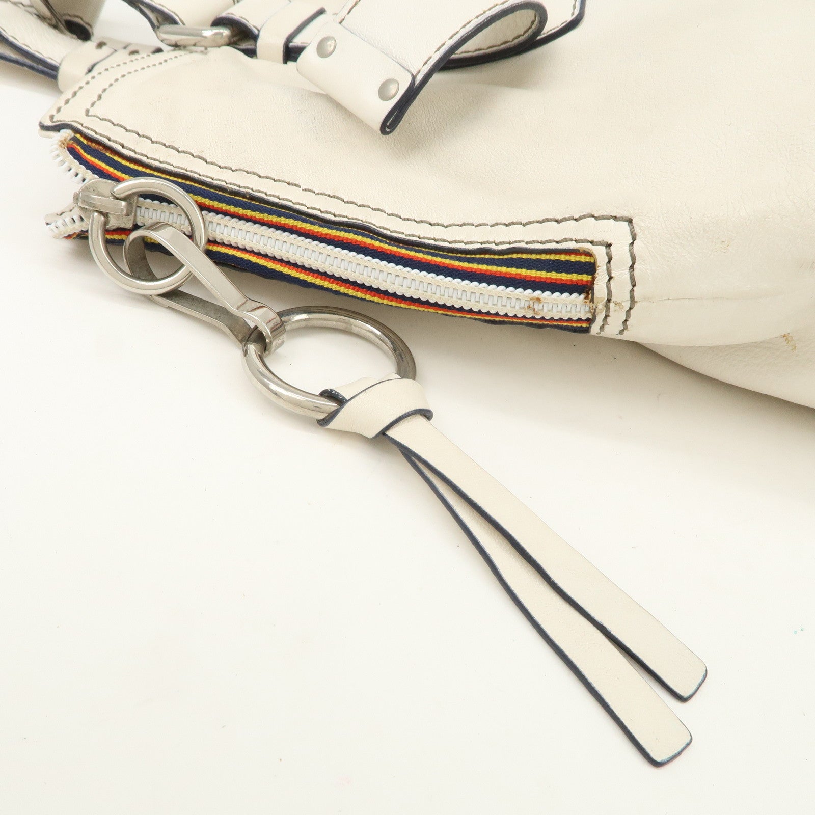 Chloe Patsy Studs Logo Leather Tote Bag Shoulder Bag Ivory