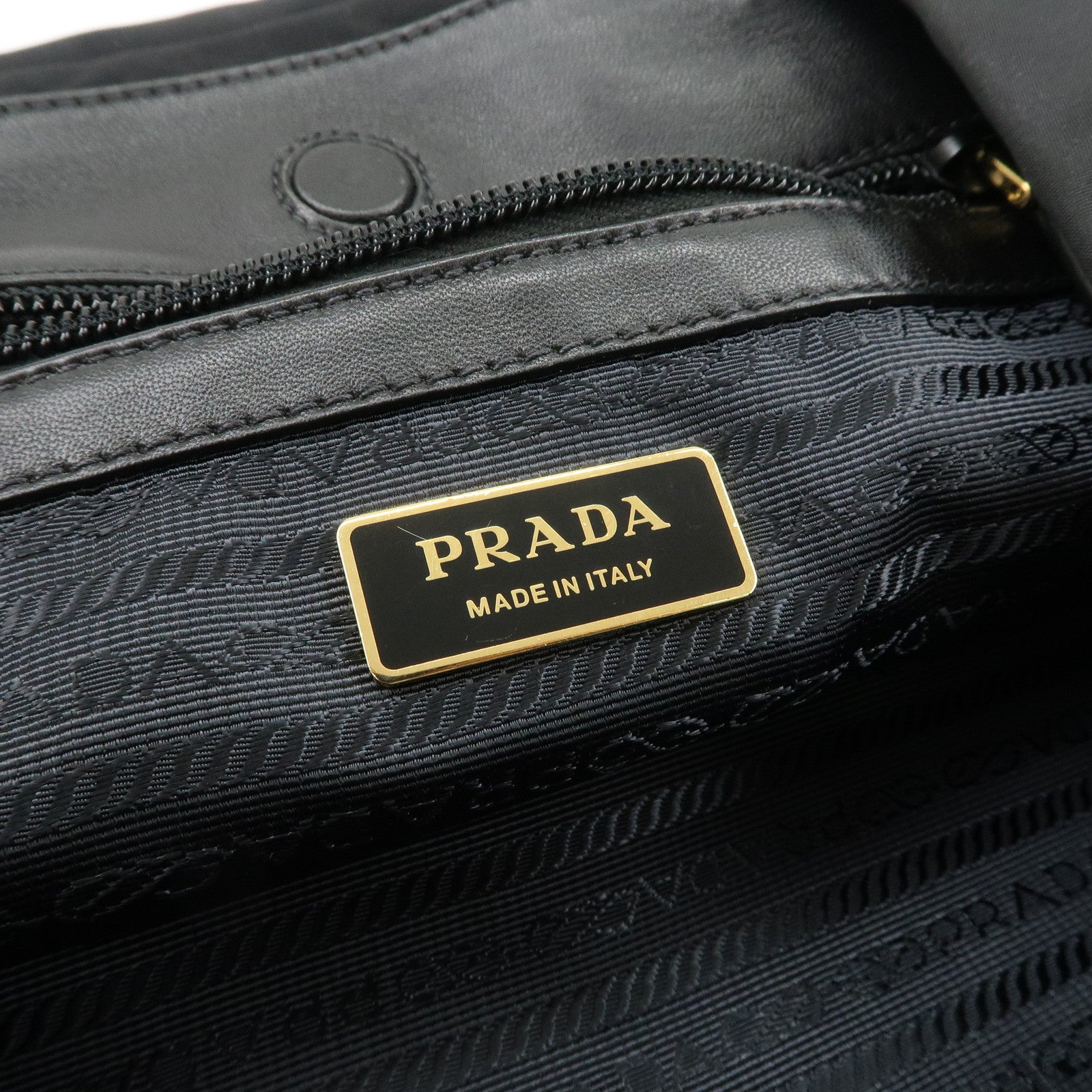 PRADA Nappa Leather Nylon Jacquard Ribbon 2Way Bag Hand Bag 1BG068 Used