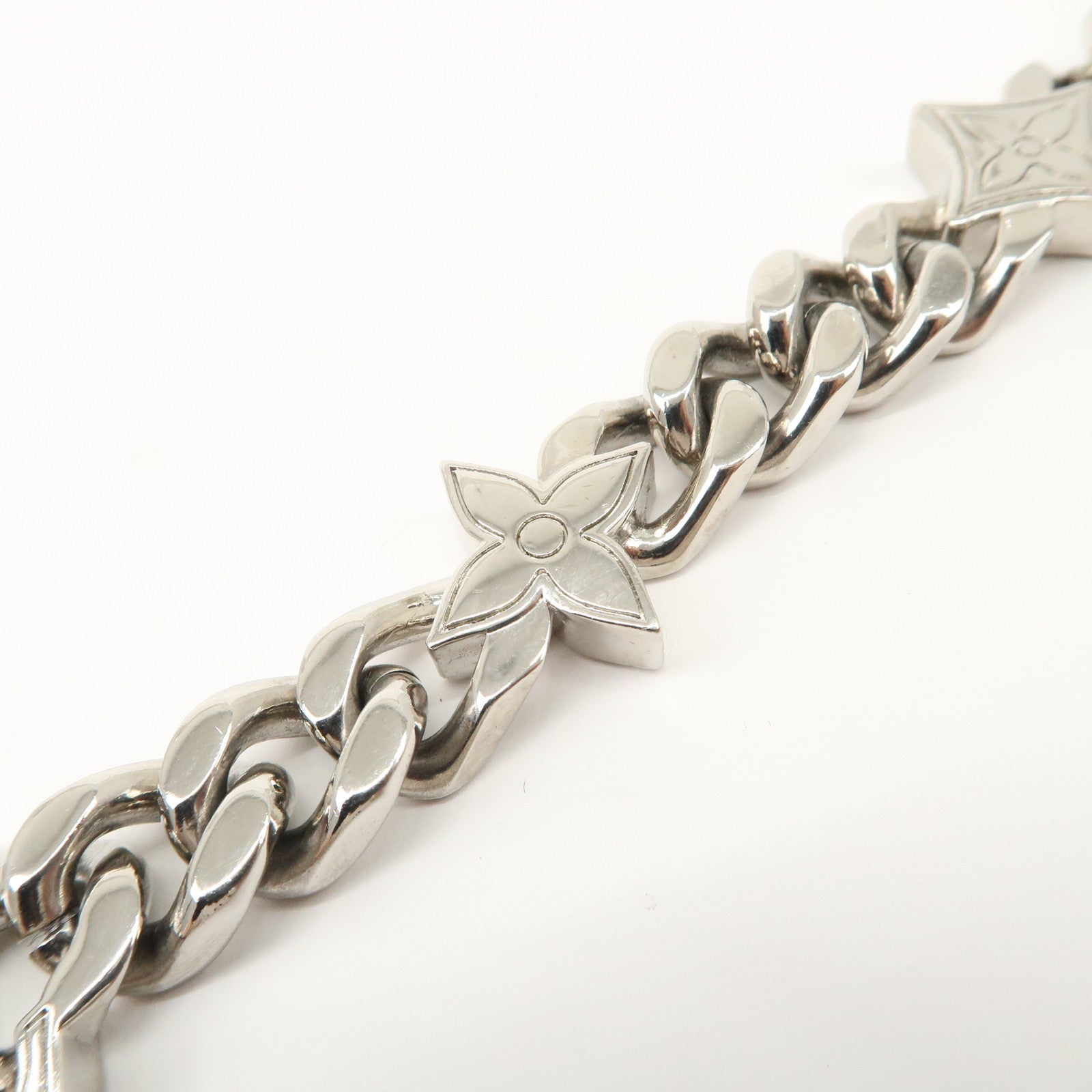 Louis Vuitton Monogram Element Chain Metal Bag Charm Silver M01468 Used