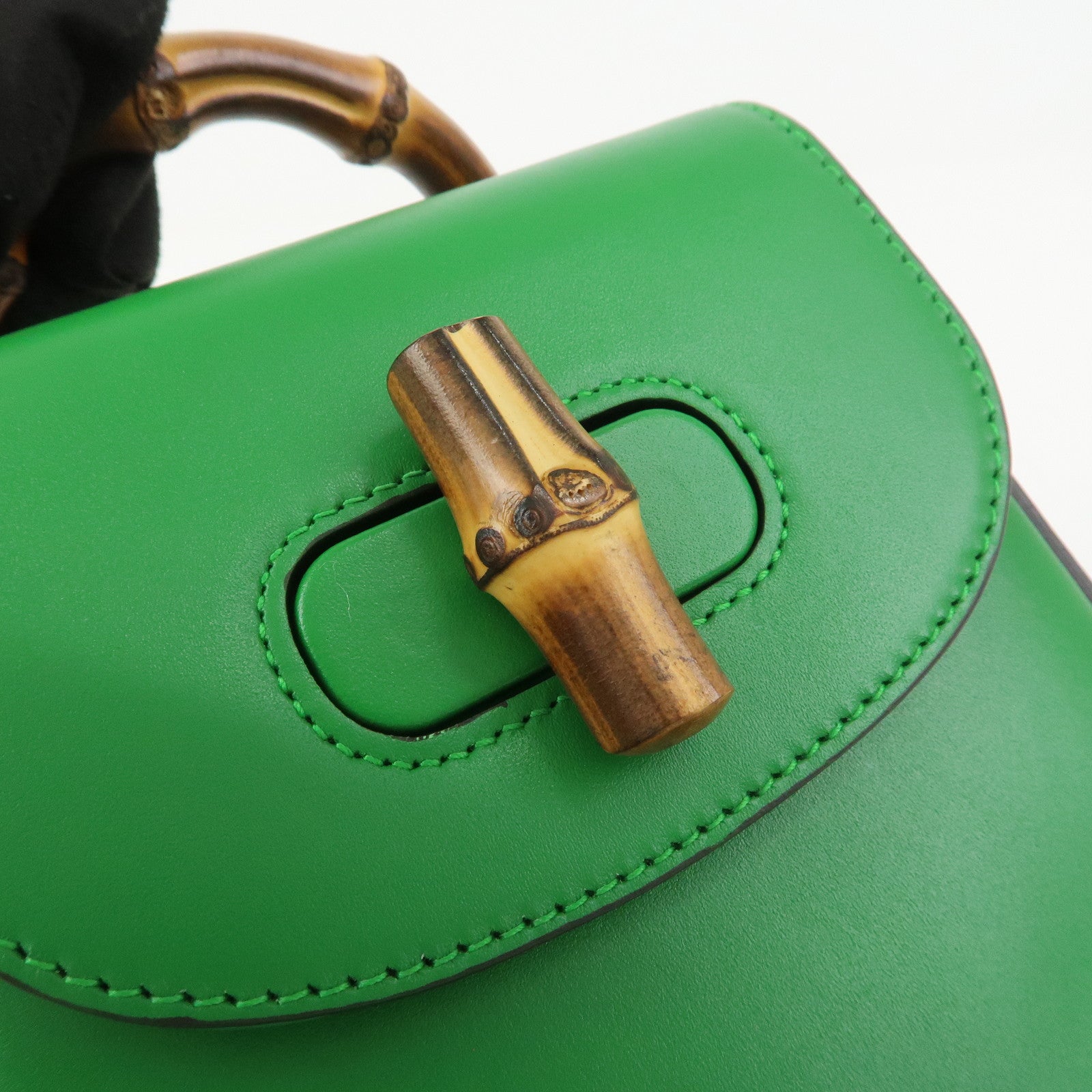 GUCCI Bamboo Leather 2Way Bag Backpack Shoulder Bag Green 702106