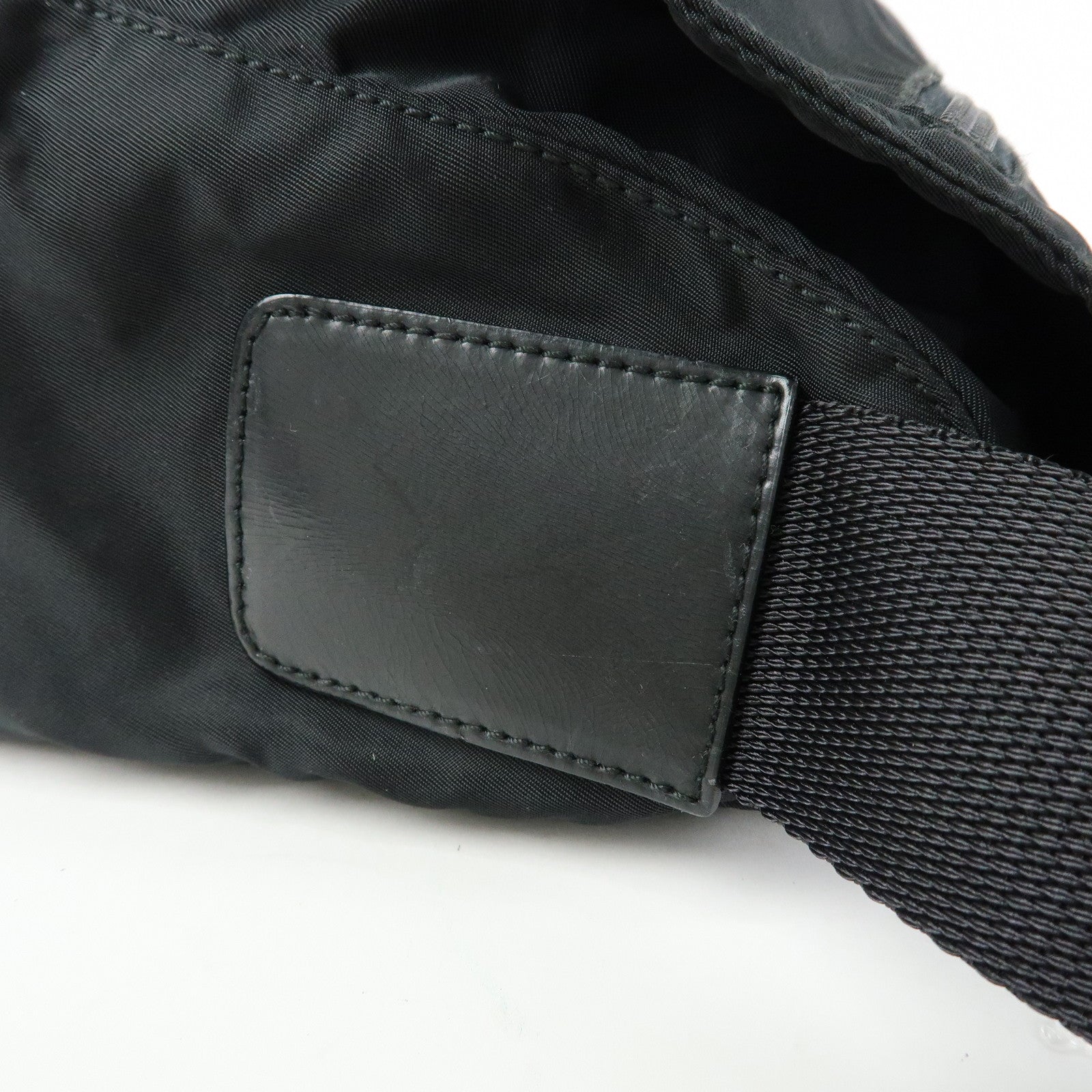 PRADA Triangle Logo Nylon Leather Shoulder Bag Black BT6671