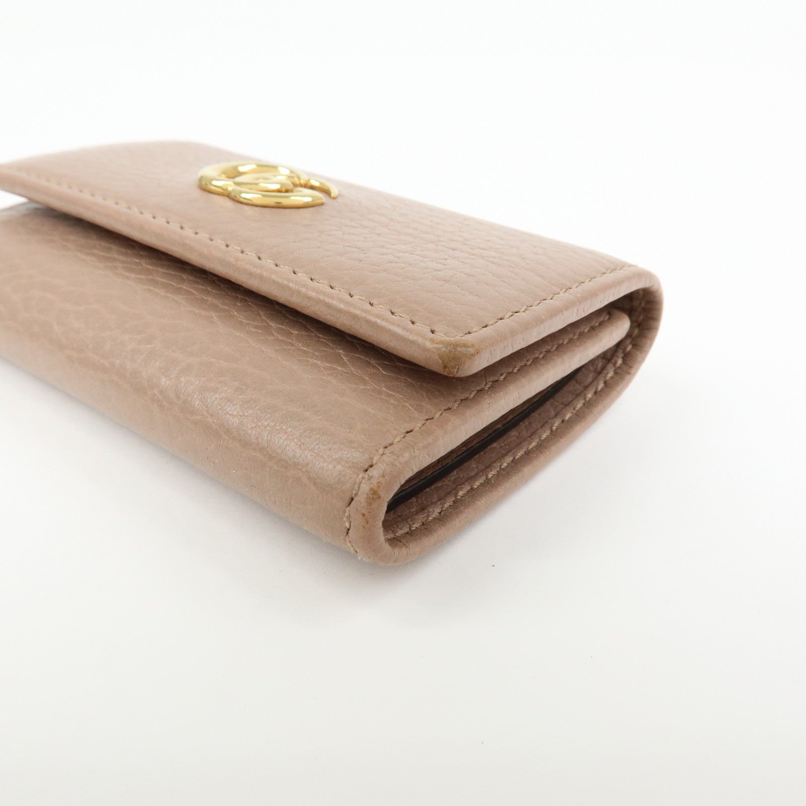 GUCCI GG Marmont Leather 6 Ring Key Case Pink Beige 156118