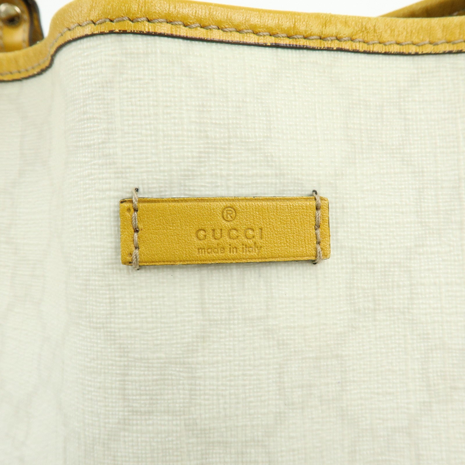 GUCCI GG Supreme Leather Tote Bag Hand Bag White Yellow 197954