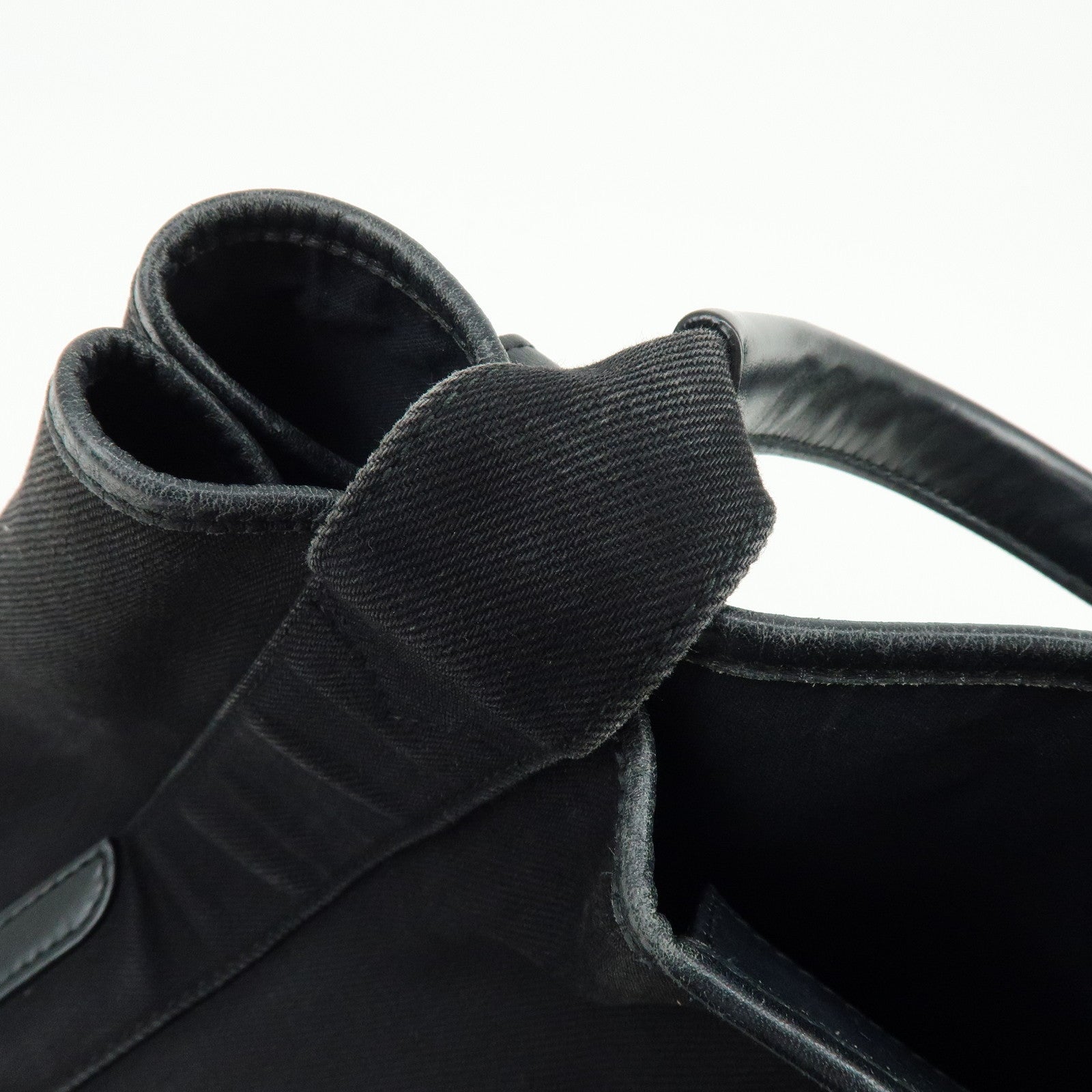 BALENCIAGA Navy Cabas Small Canvas Leather Tote Bag Black 339933