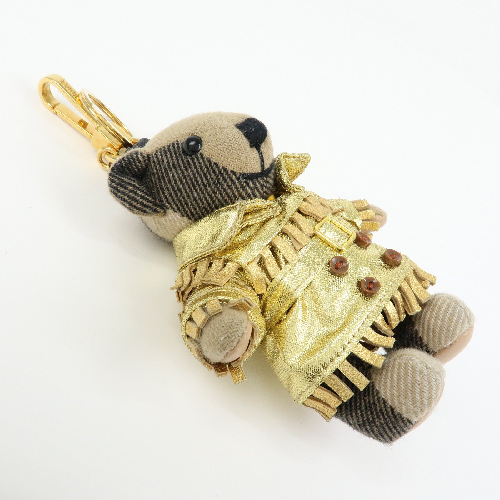 BURBERRY Thomas Bear Nova Plaid Canvas Leather Bag Charm Key Holder