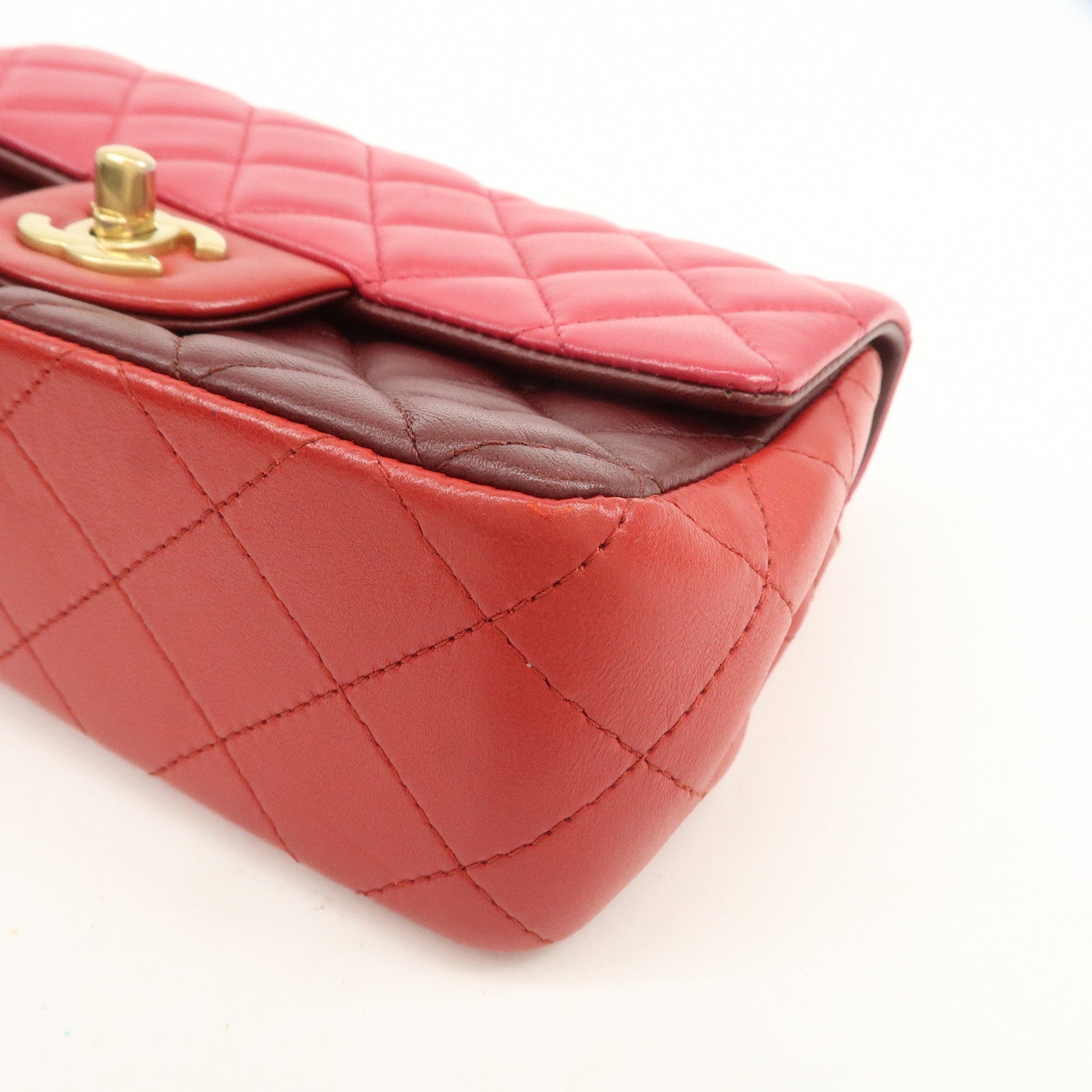 CHANEL Mini Matelasse Lamb Skin Chain Shoulder Bag Red A69900