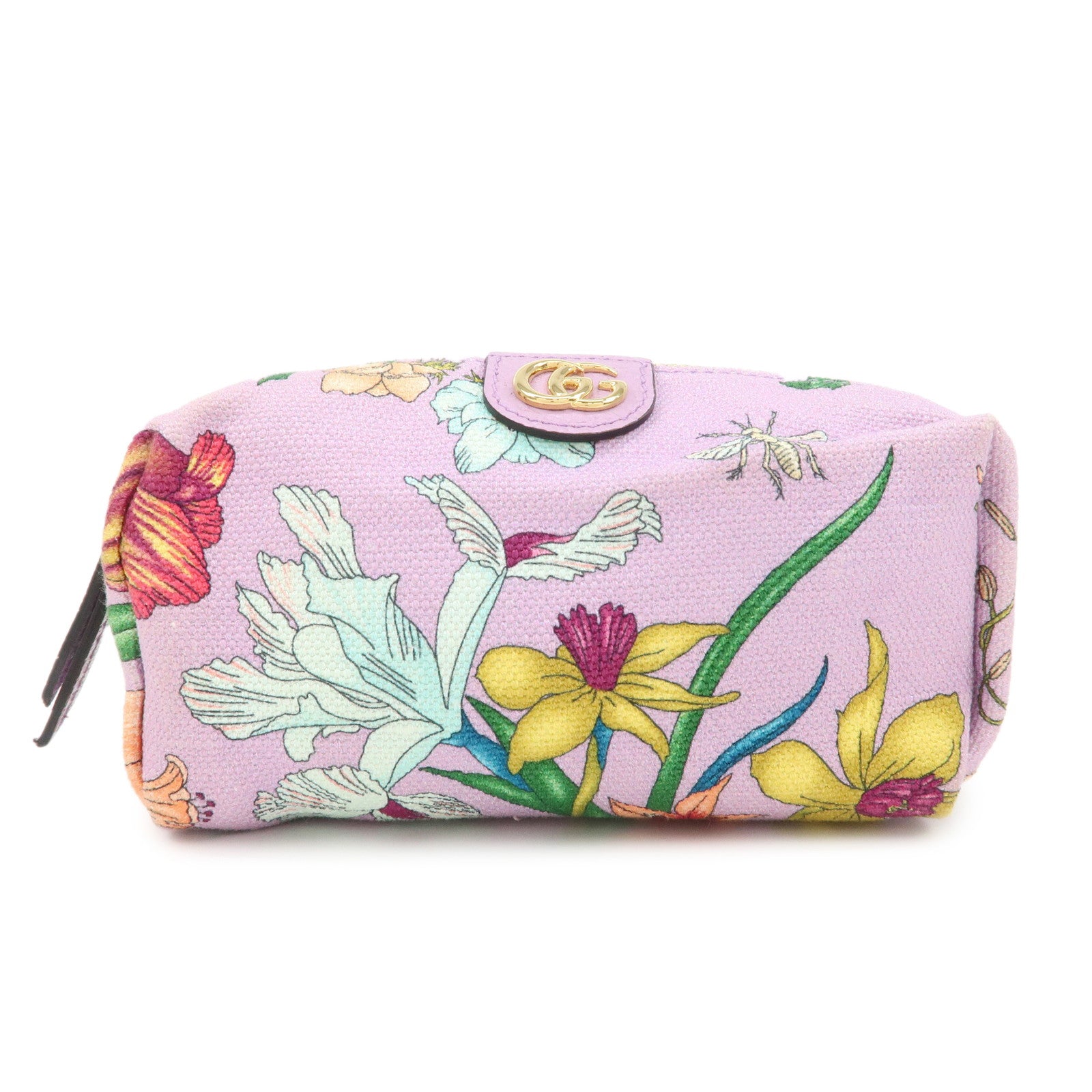 GUCCI GG Marmont Canvas Leather Pouch Flower Purple 577355