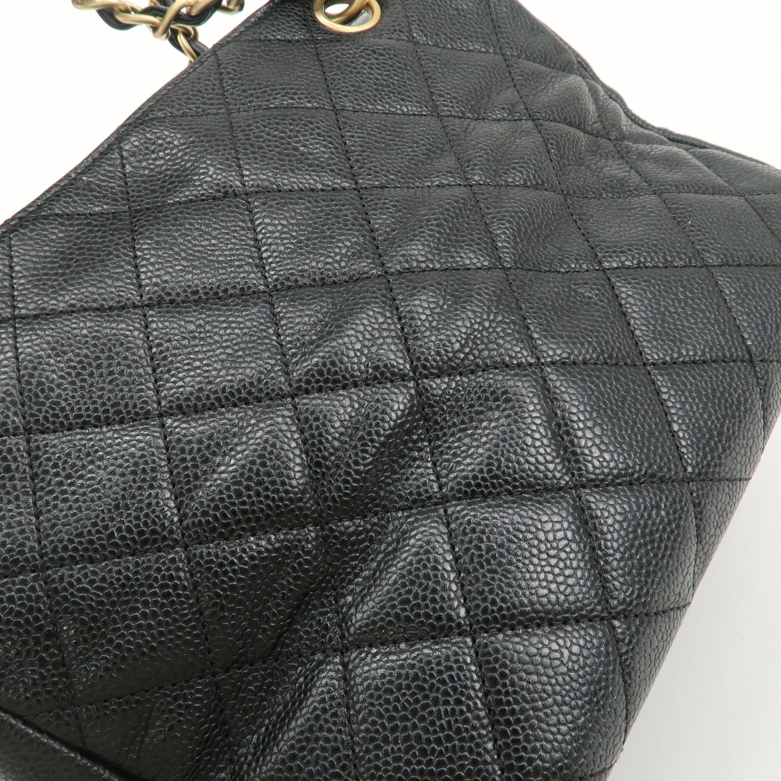 CHANEL COCO Mark Matelasse Caviarskin Chain Tote Bag Black