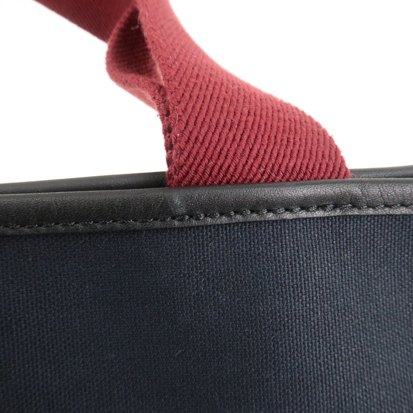 LOEWE Heritage Canvas Leather Tote Bag Hand Bag Black Bordeaux