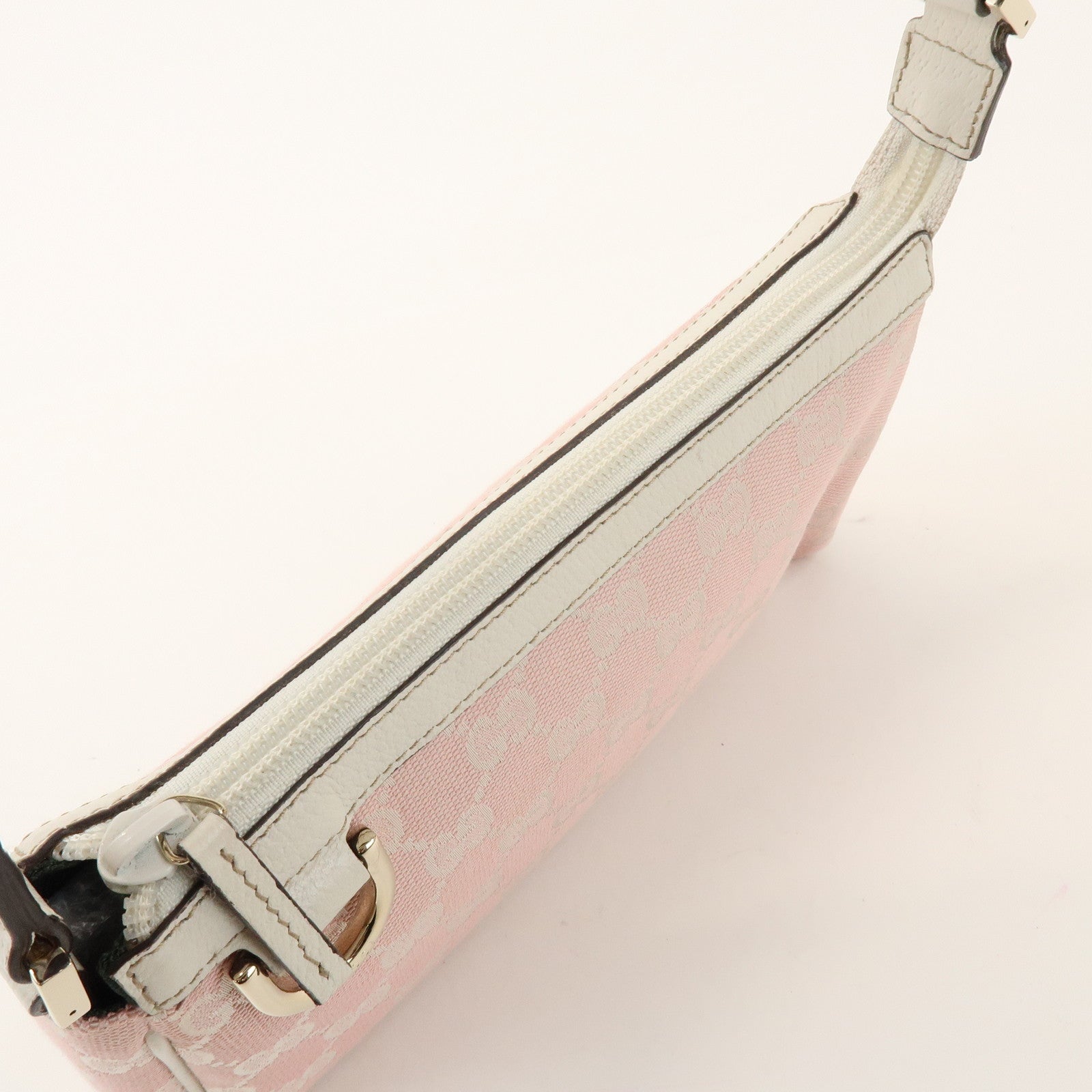 GUCCI Abbey GG Canvas Leather Accessory Pouch Hand Bag Pink 45750