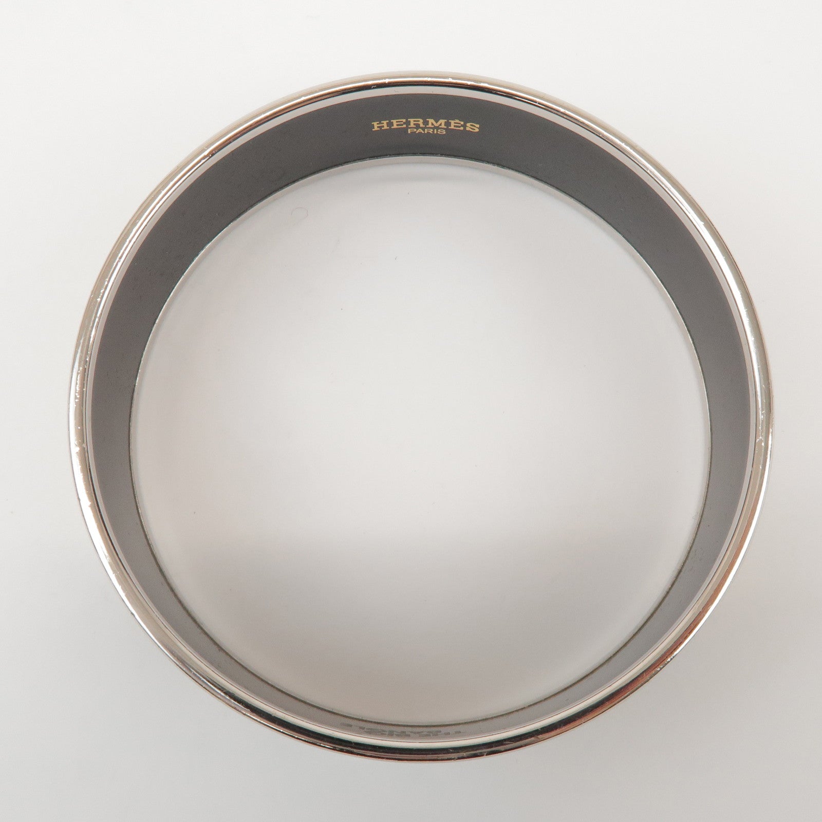 HERMES Email GM Bangle Plated Bracelet Khaki Ivory Navy