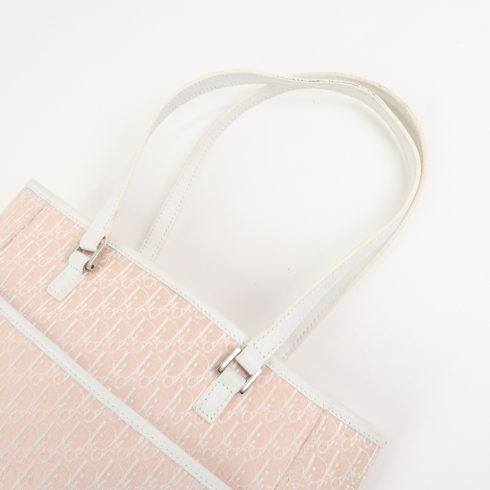 Christian Trotter Dior Canvas Leather Tote Bag Shoulder Bag Pink