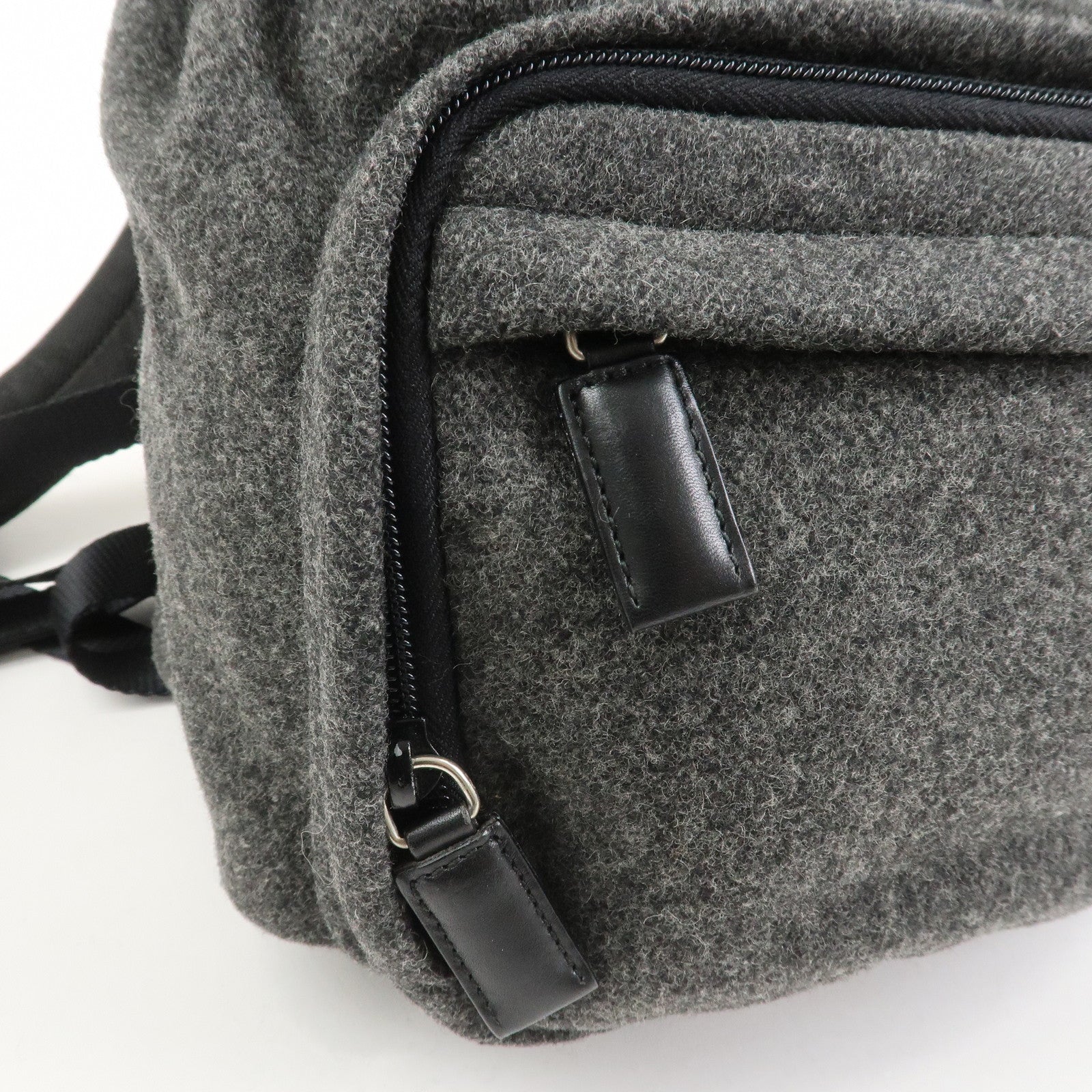 PRADA Triangle Logo Wool Canvas Backpack Rucksack Gray V203R