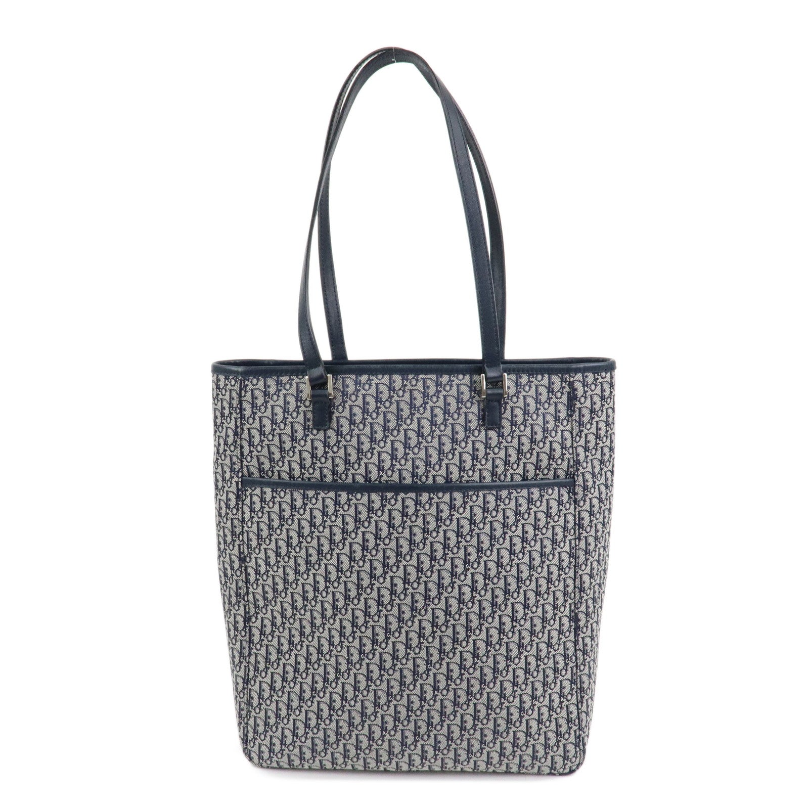 Christian Dior Trotter Canvas Leather Tote Bag Shoulder Bag Navy