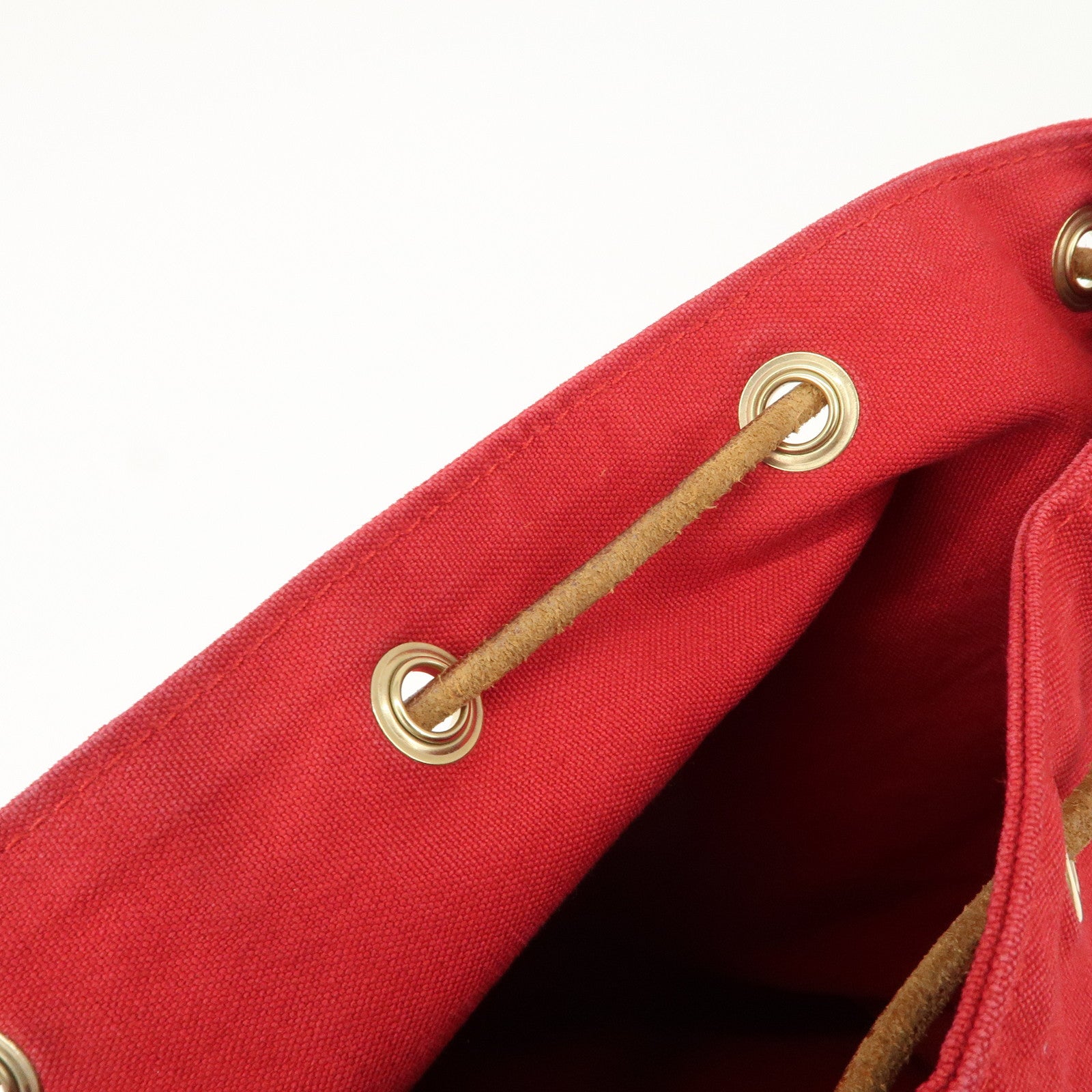 HERMES Porochon Mimil Canvas Leather PM Shoulder Bag Red