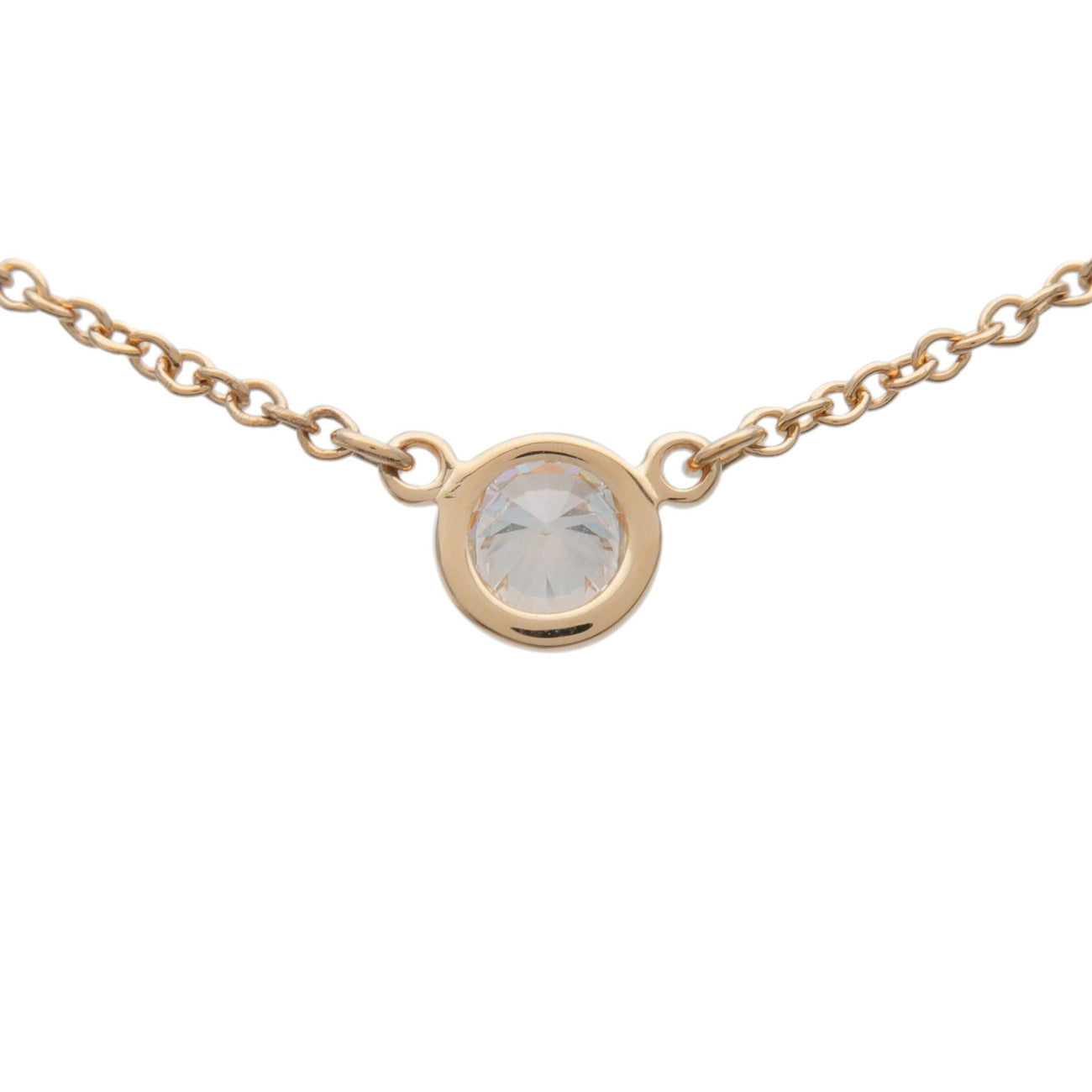 Tiffany & Co By The Yard 1P Diamond Necklace K18 750YG Yellow Gold
