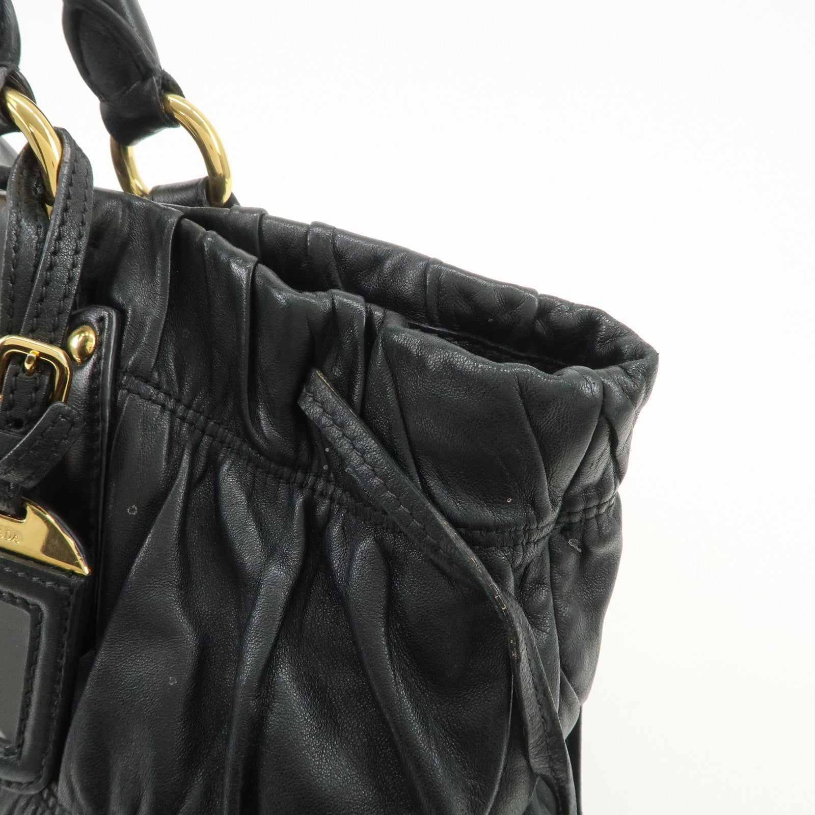 PRADA Leather 2WAY Bag Hand Bag Shoulder Bag Black BN1788