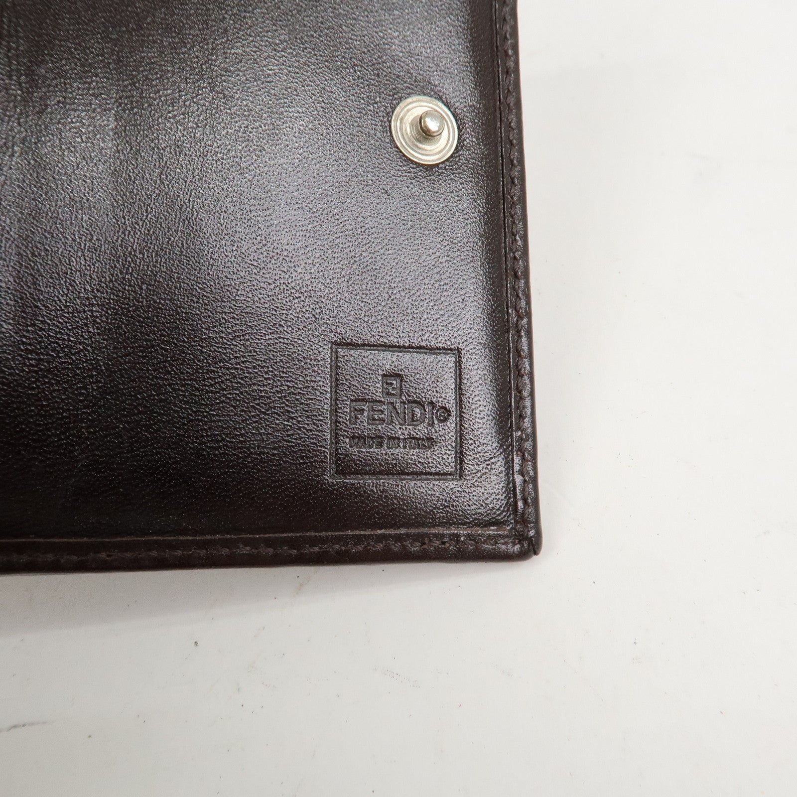 FENDI Zucca Canvas Leather Tri-fold Compact Wallet Brown 30959