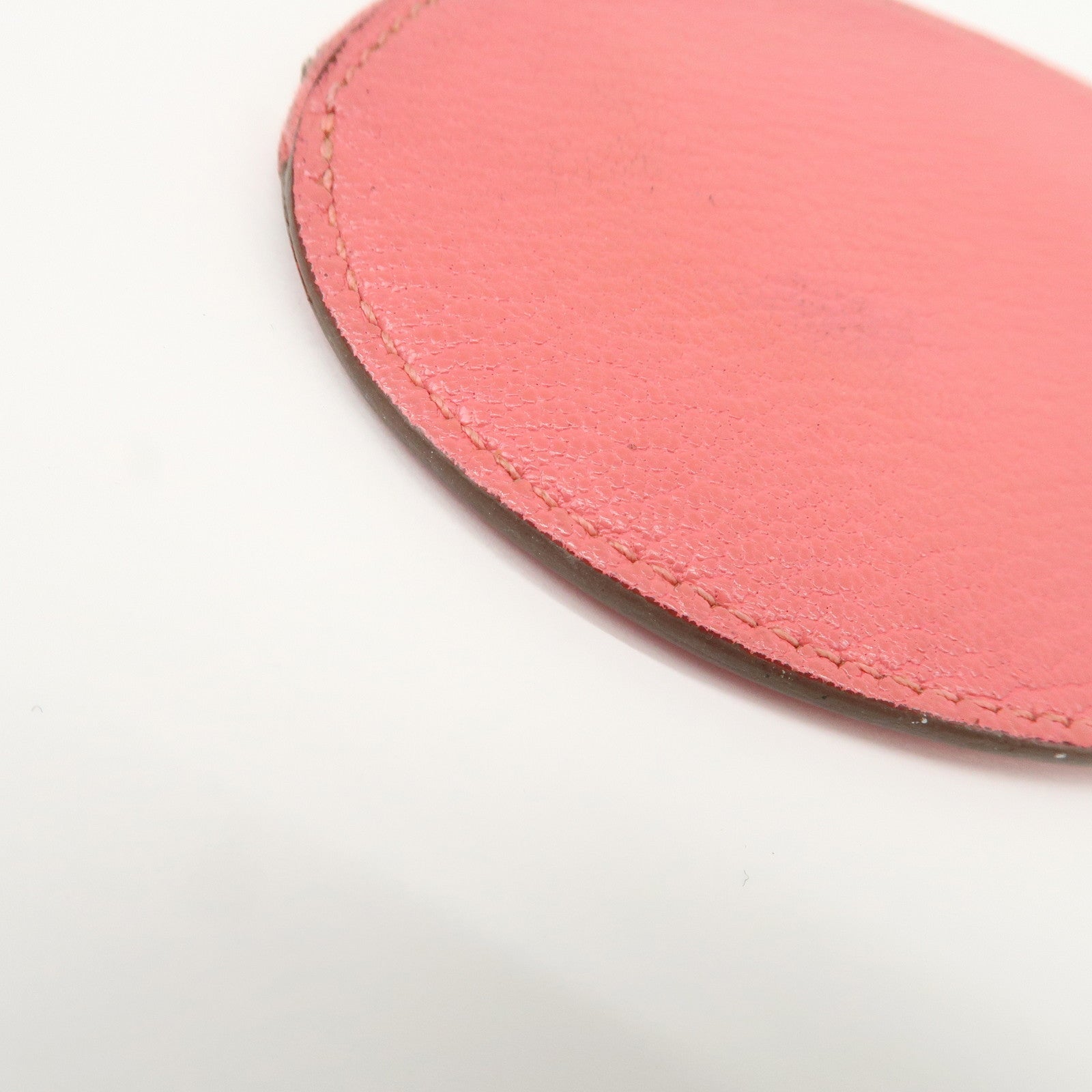 HERMES Leather Evelyne Coin Case P Engraved Rose Azalee Silver HDW