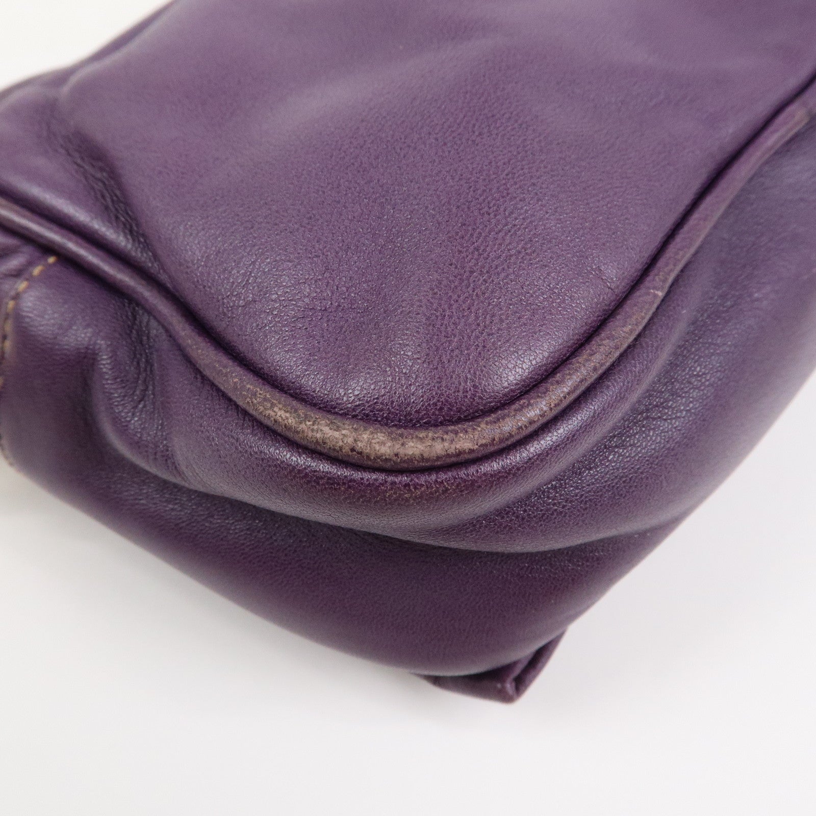 PRADA Logo Nappa Leather Ribbon Mini Shoulder Bag Purple 1NF727