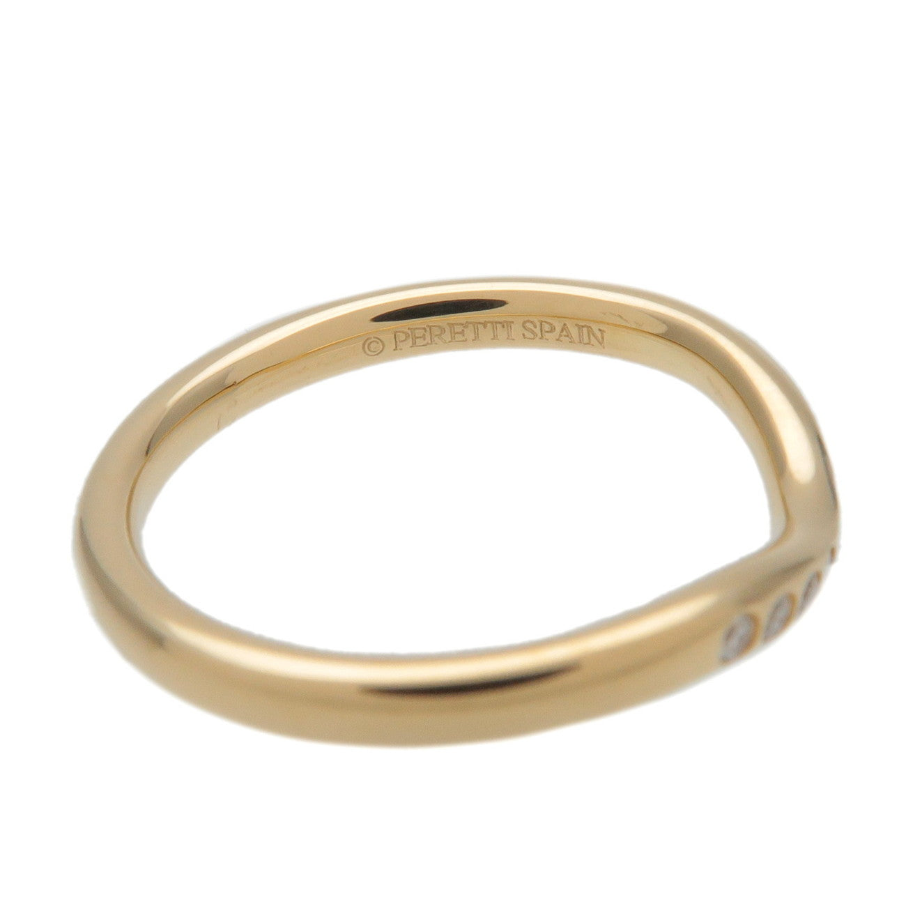 Tiffany & Co Curved Band 9P Diamond Ring 750YG Yellow Gold US4.5