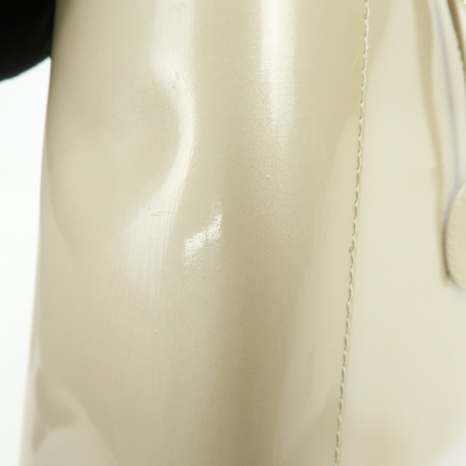 Christian Dior Maris Pearl Patent Leather Hand Bag Ivory