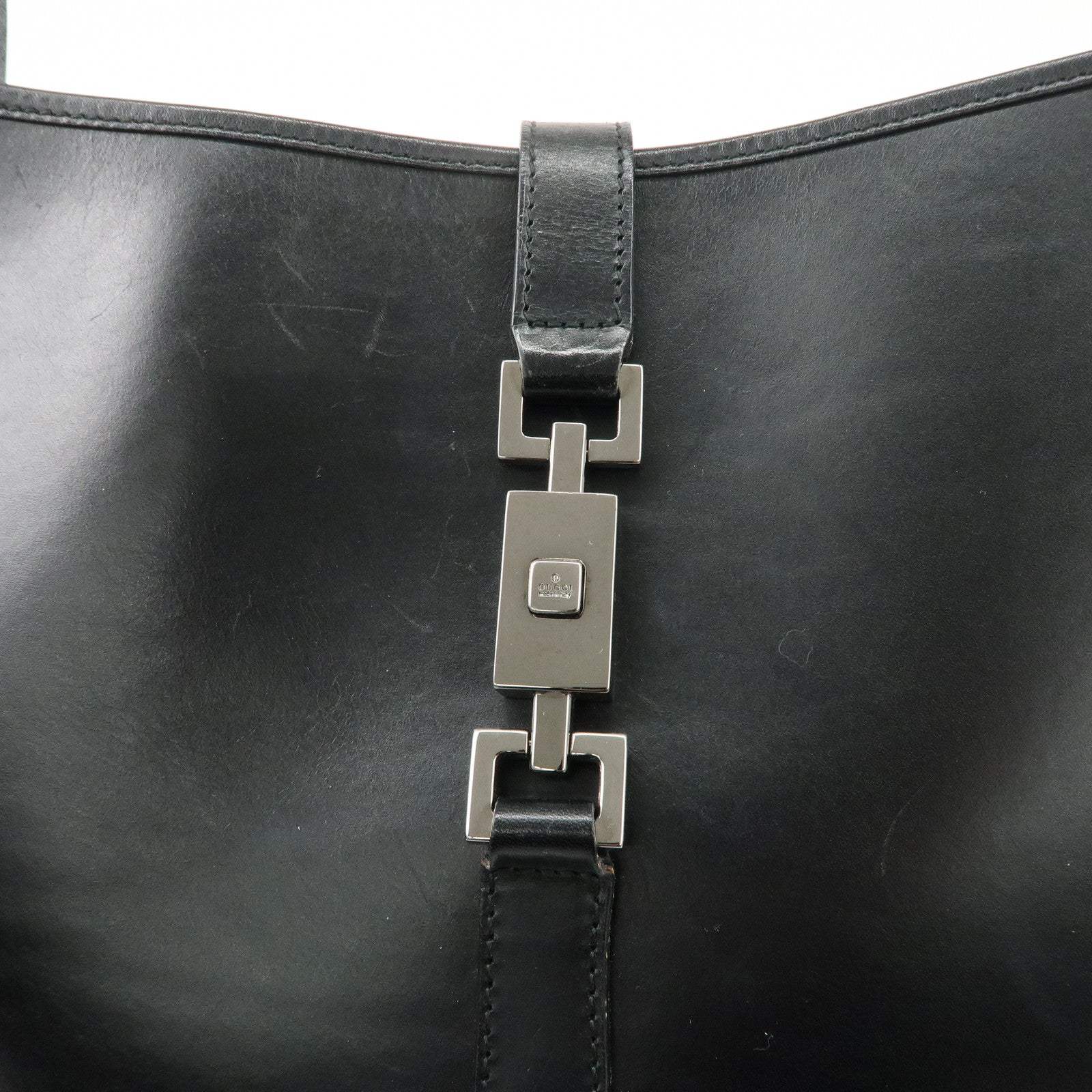 GUCCI Jackie Leather Shoulder Bag Hand Bag Black Silver Hardware 001.3346 Used