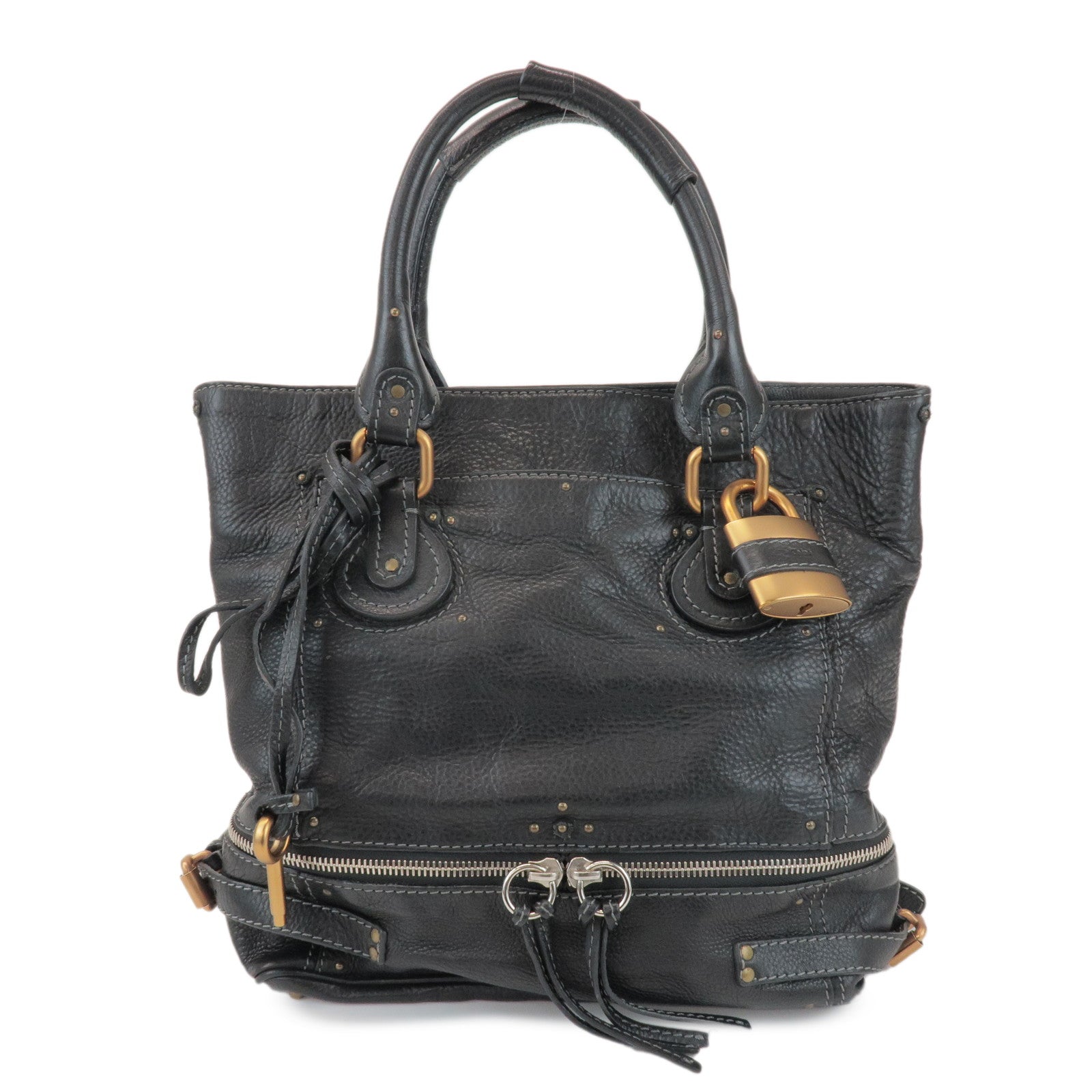 Chloe Paddington Leather Tote Bag Hand Bag Black