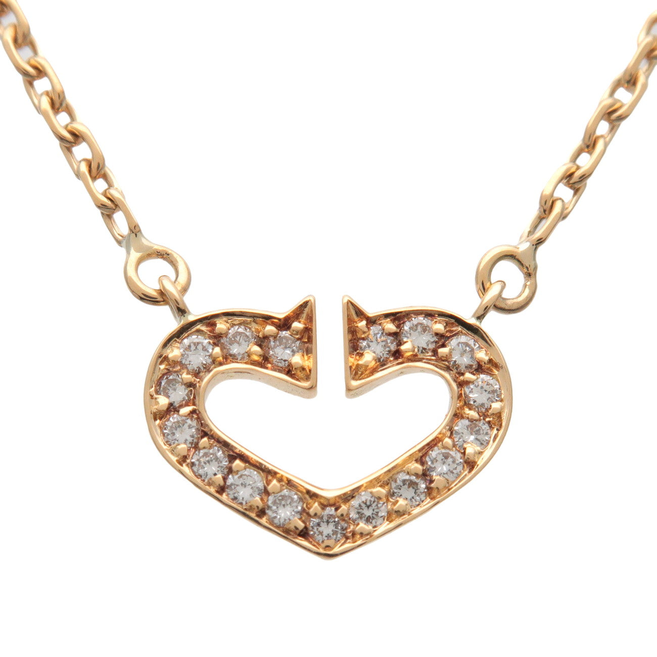 Cartier C Heart Diamond Necklace K18 750YG Yellow Gold