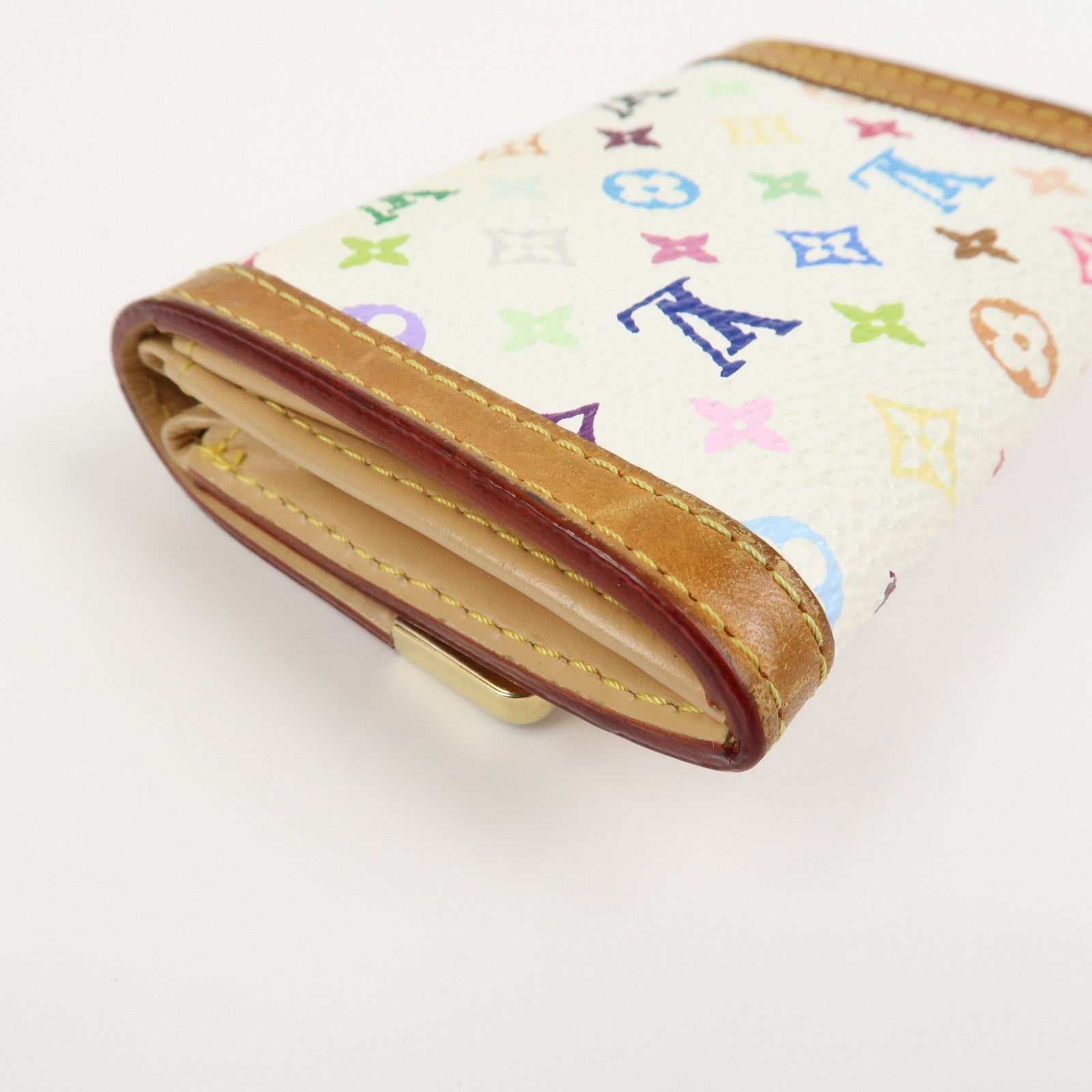 Louis Vuitton Multicolor Porte Monnaie Plat Coin Case Blanc M92657