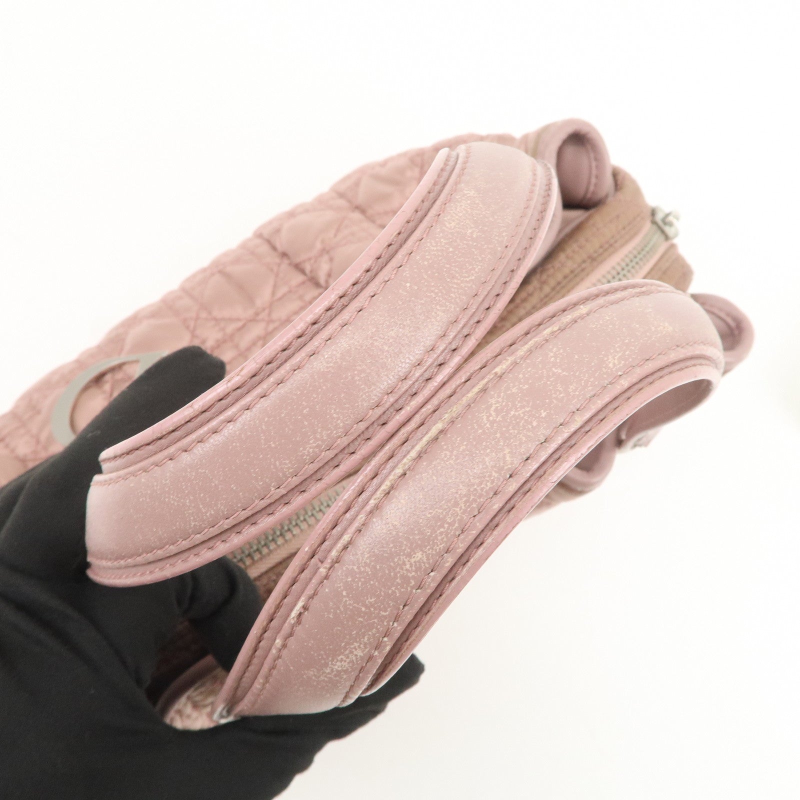 Christian Dior Canage Nylon Leather Hand Bag Pink