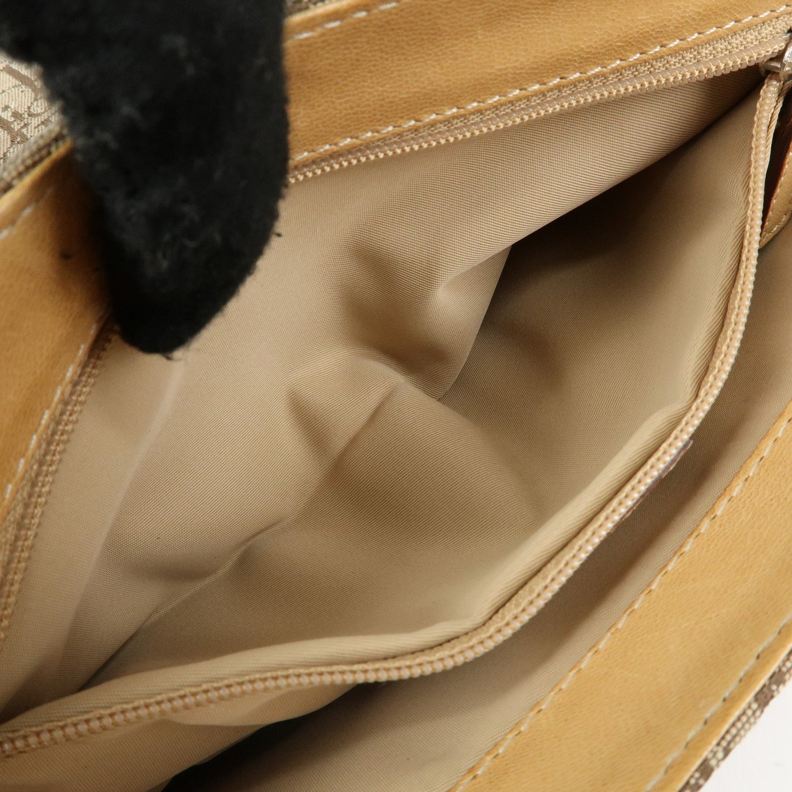 Christian Dior Trotter Canvas Leather Hand Bag Beige Brown