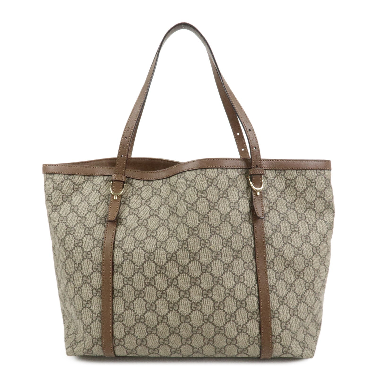 GUCCI GG Supreme Canvas Leather Tote Shoulder Bag Beige 309613