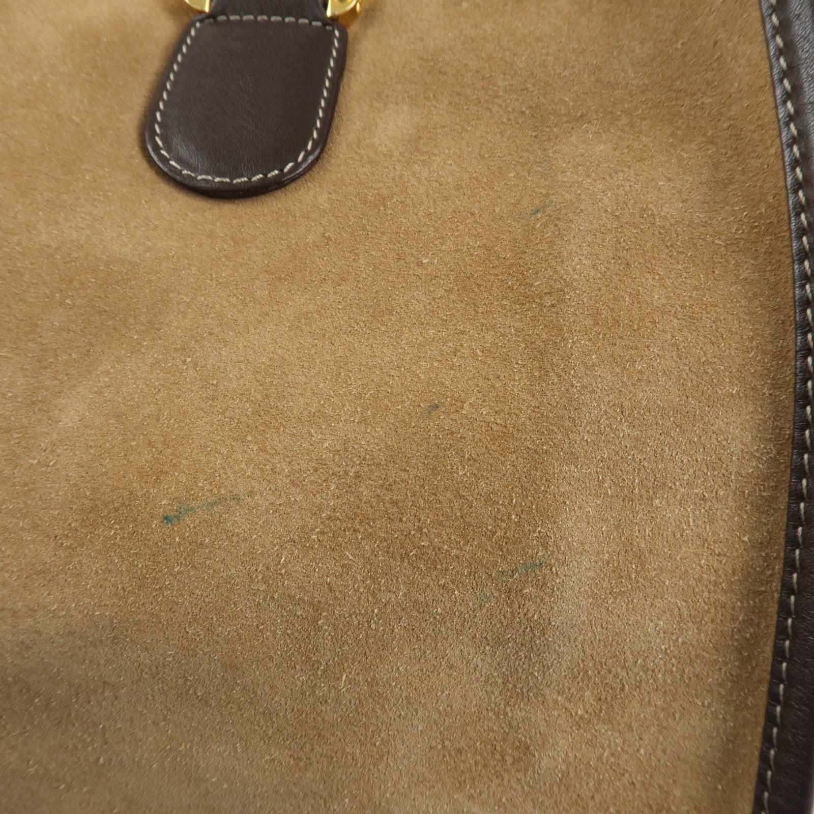 LOEWE Anagram Leather Suede Tote Bag Hand Bag Brown Beige