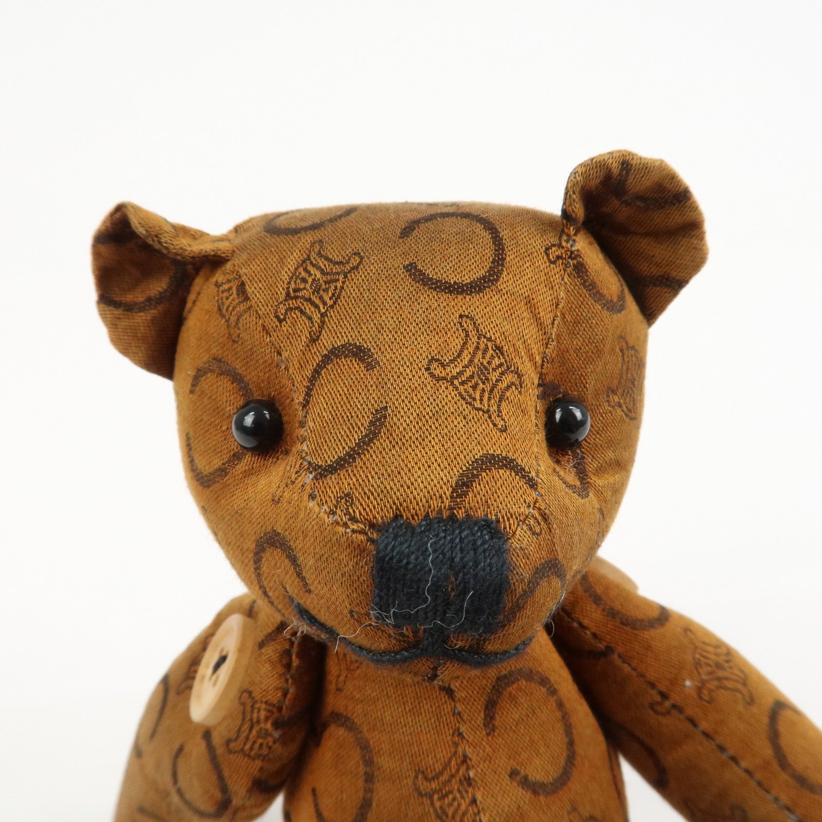CELINE C Macadam Canvas Leather Teddy Bear Stuffed Animal Brown