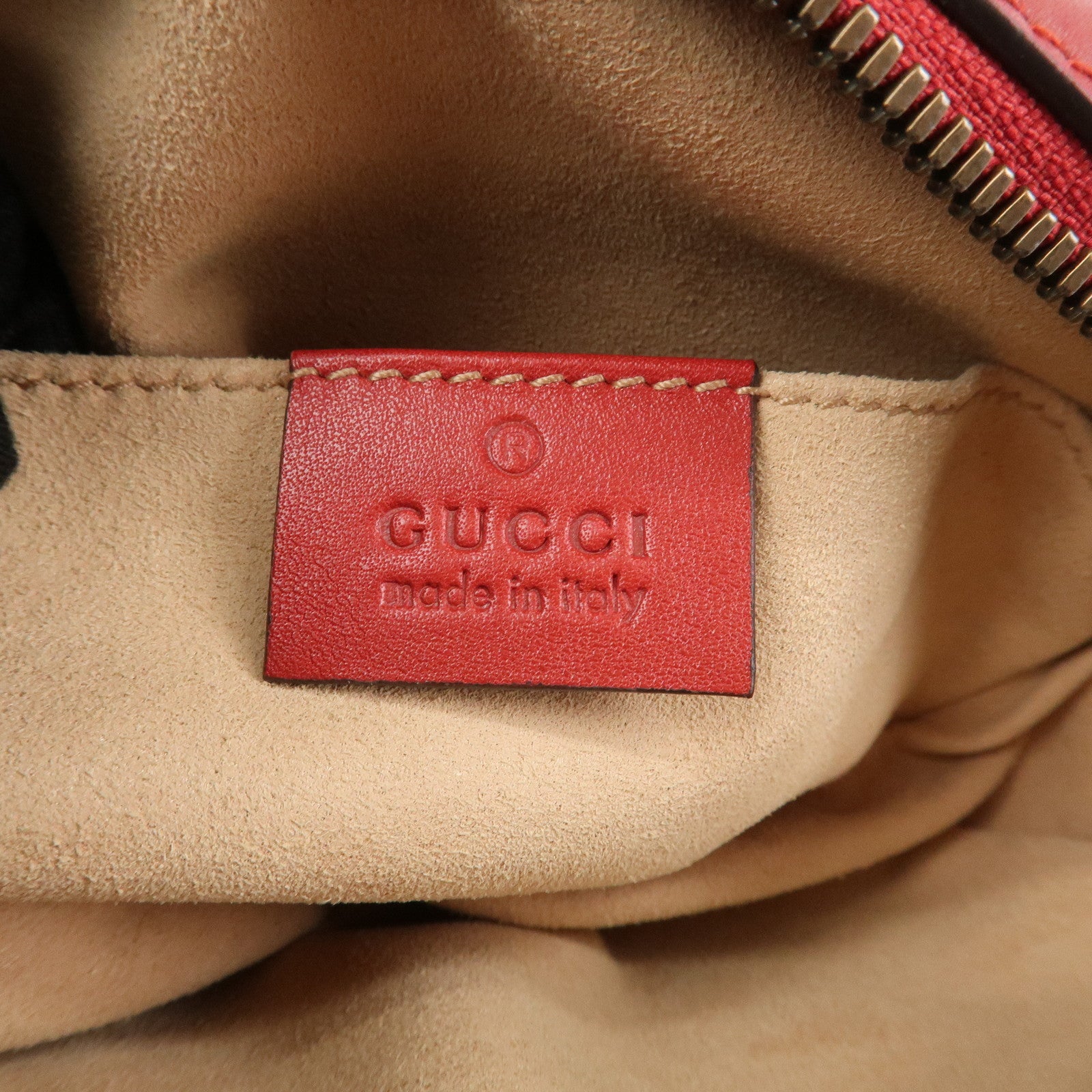 GUCCI GG Marmont Leather Waist Bag Crossbody Bag Red 476434