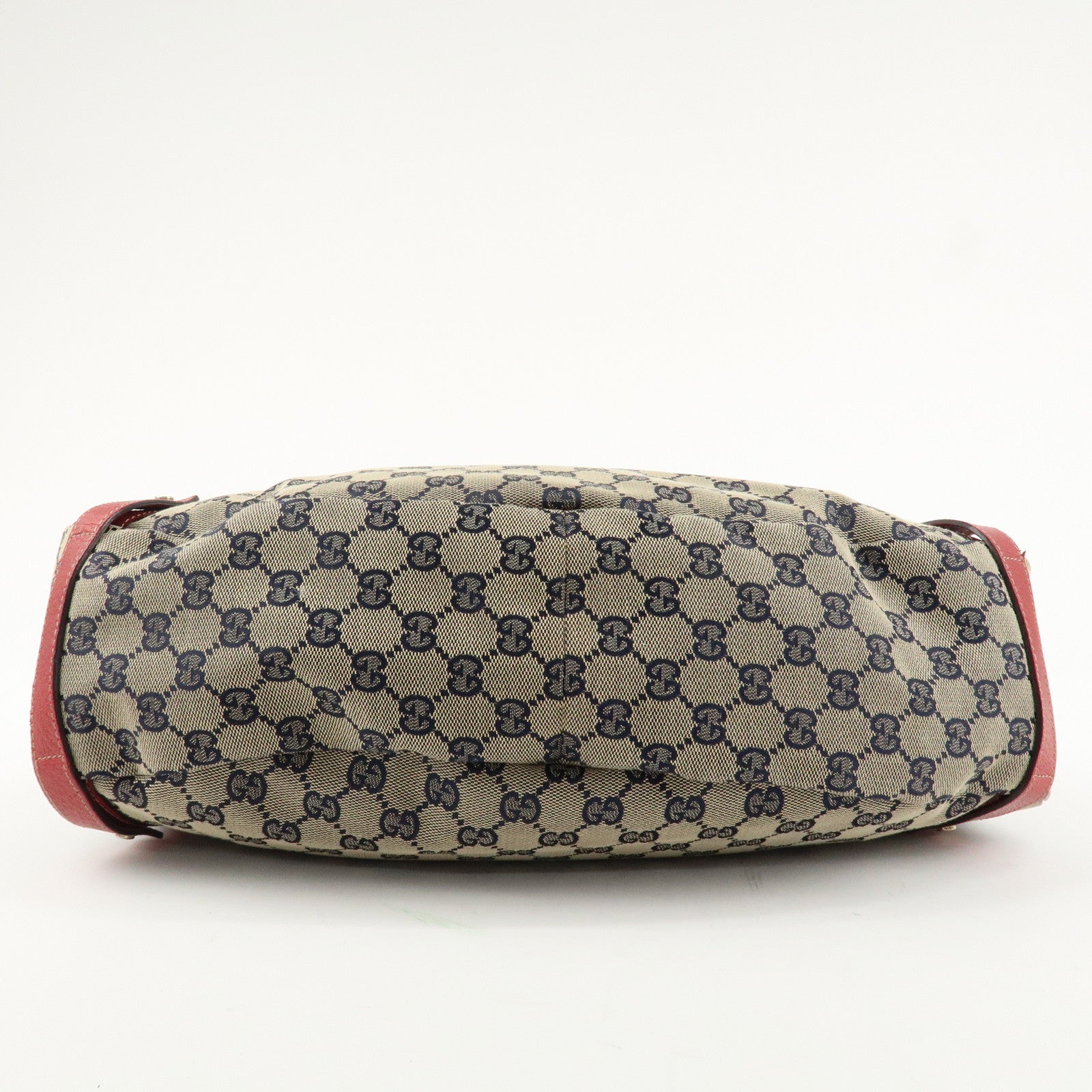 GUCCI Abbey GG Canvas Leather Tote Bag Shoulder Bag Navy Red 130736 Used