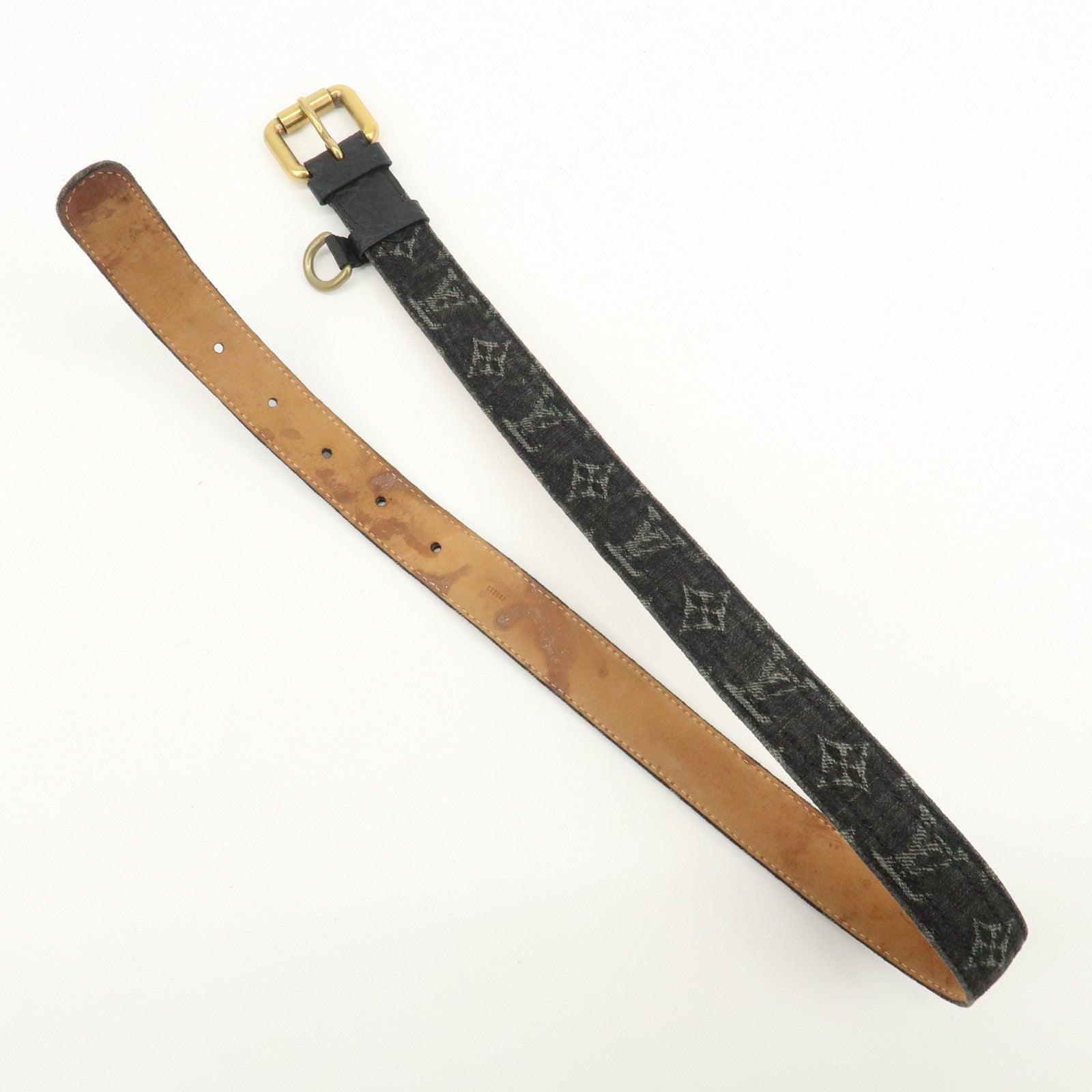 Louis Vuitton Monogram Denim Ceinture Belt 80/32 Noir Black M6972