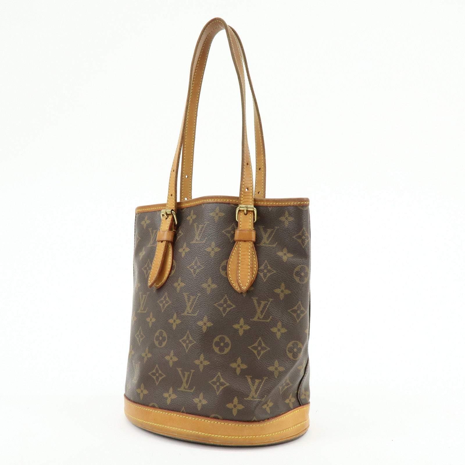 Louis Vuitton Monogram Canvas Bucket PM Hand Bag Brown M42238