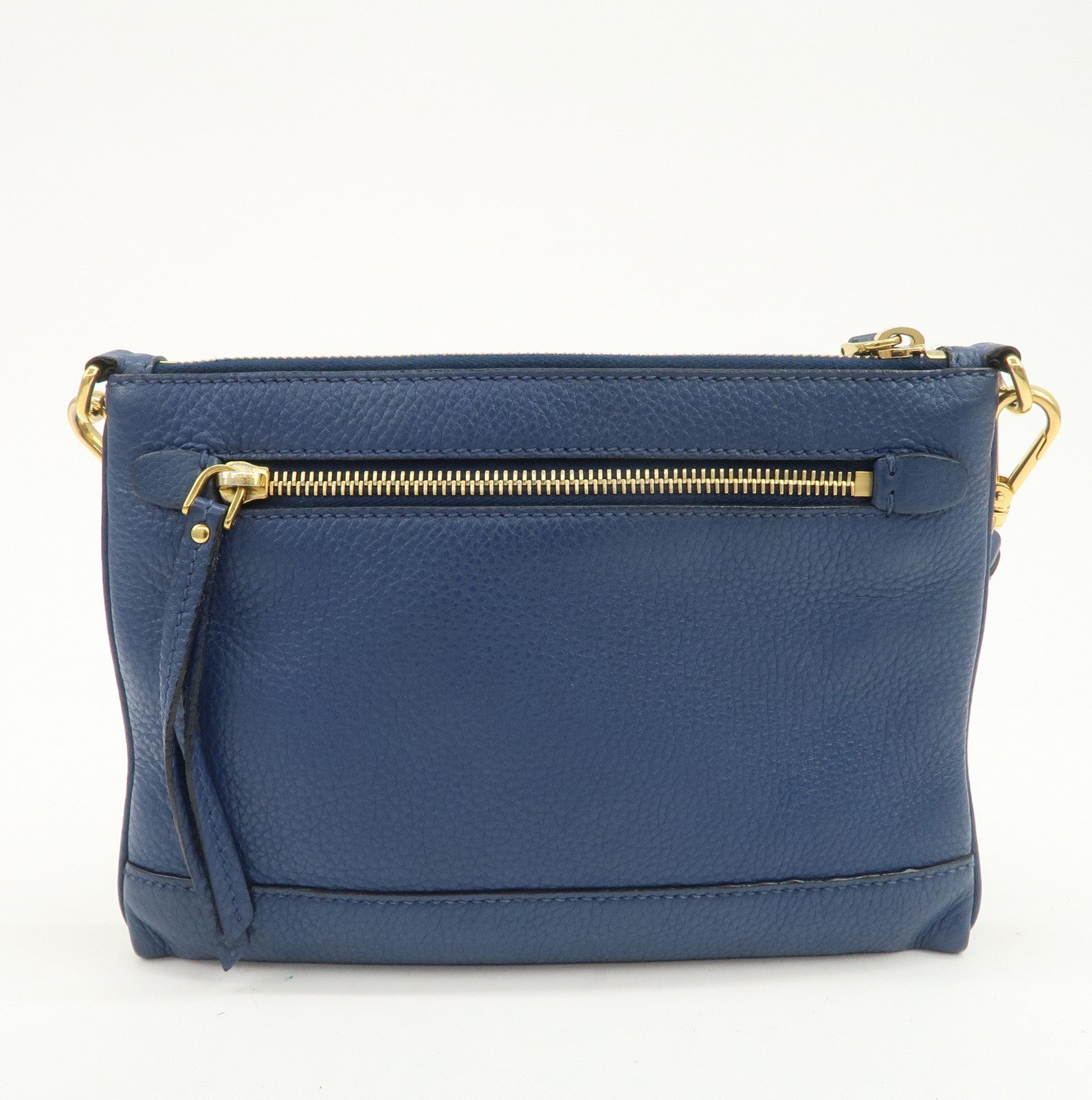 PRADA Logo Leather Shoulder Bag Crossbody Bag Blue 1BH013