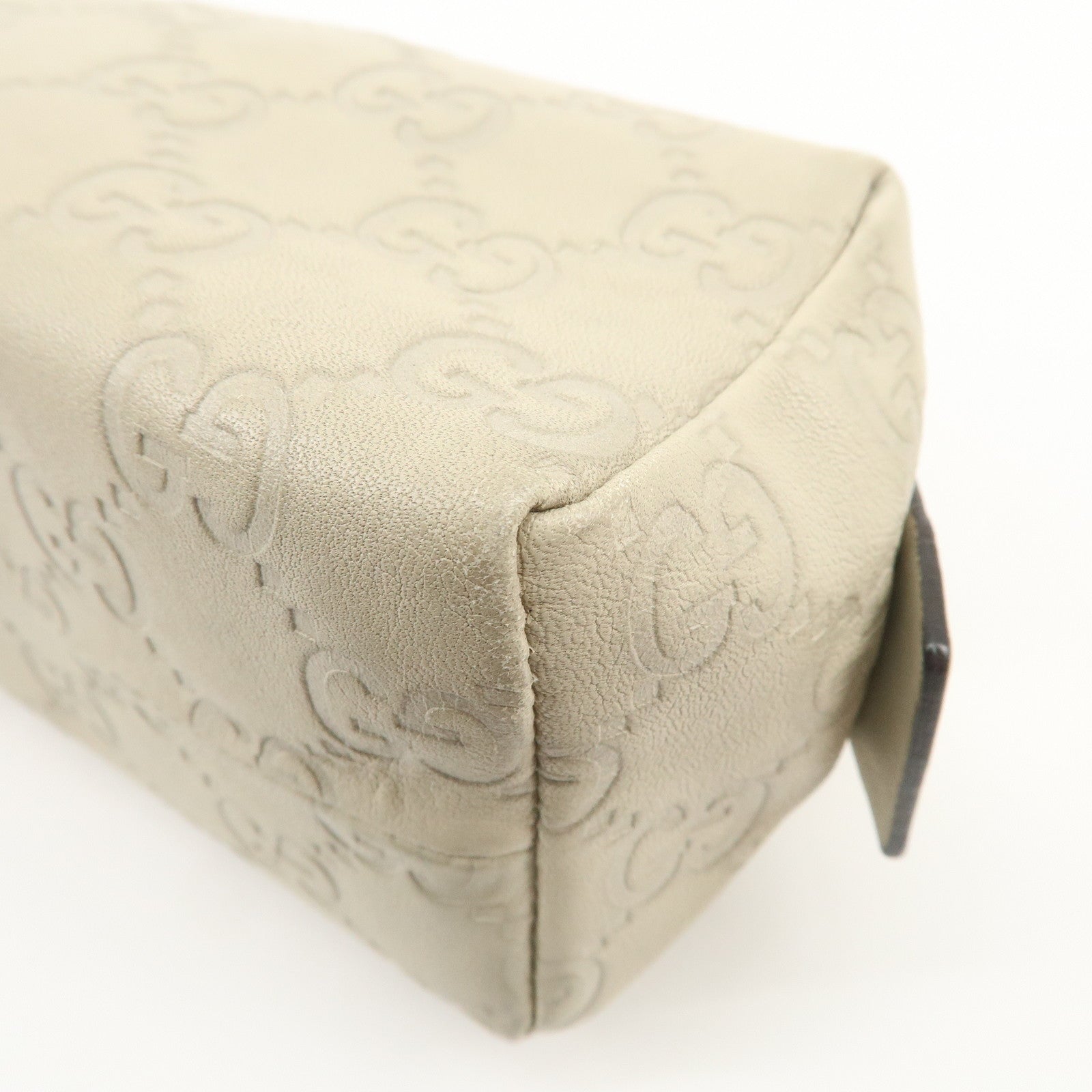 GUCCI Guccissima Leather Pouch Cosmetic Pouch Purse Ivory 153228