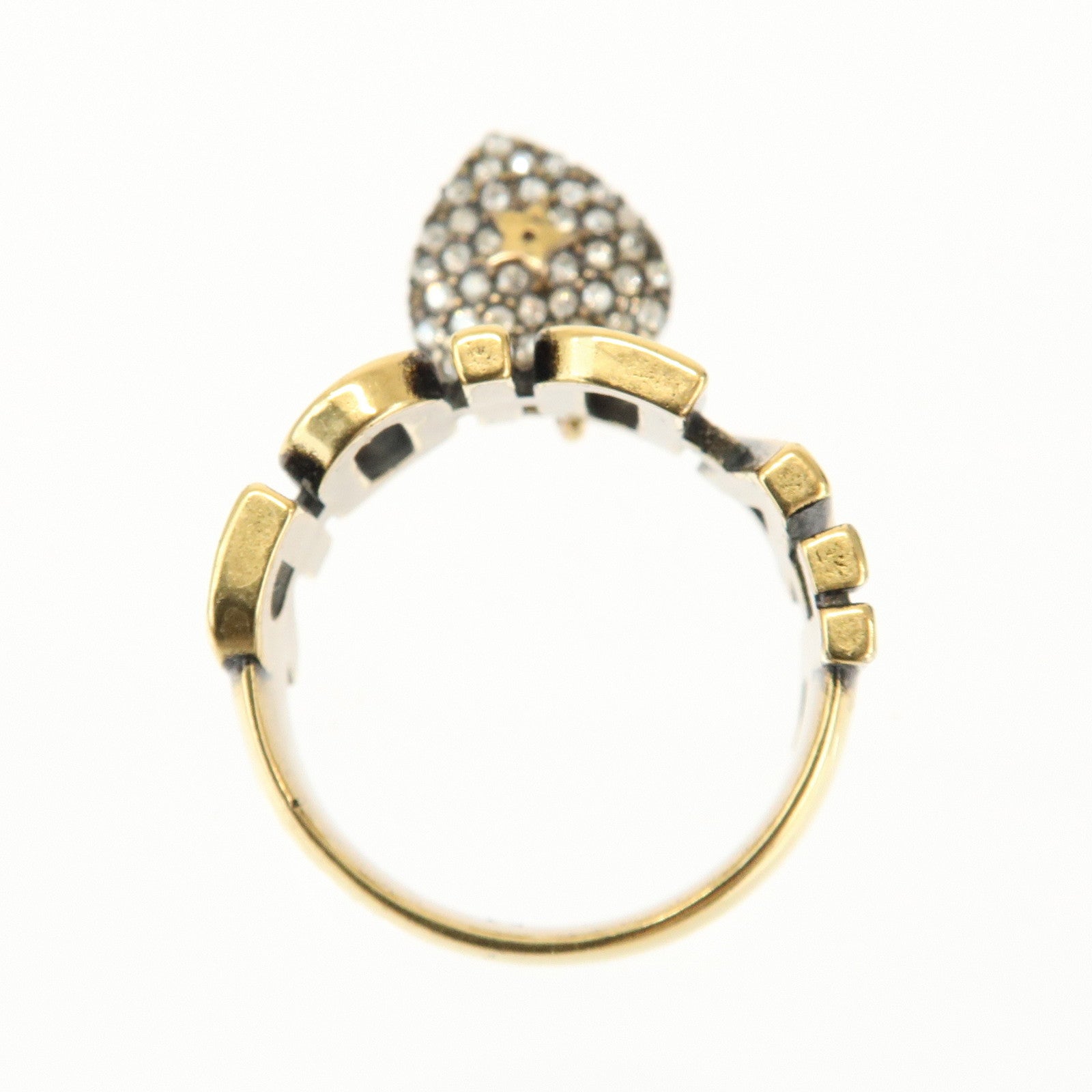Christian Dior J'ADIOR Metal Rhinestone Star Heart Ring M Gold