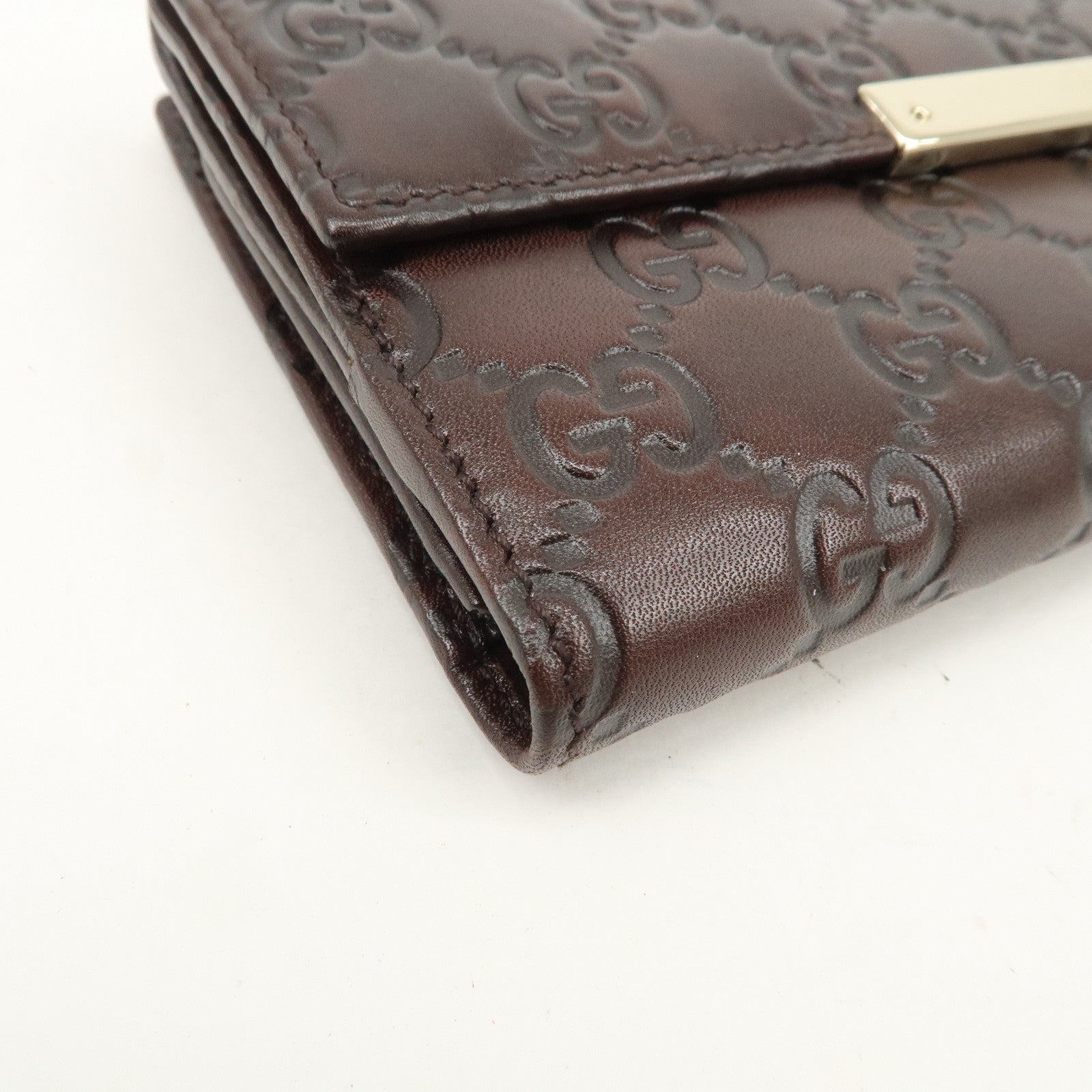 GUCCI Guccissima Leather W Hook Bi-Fold Long Wallet Brown 112715