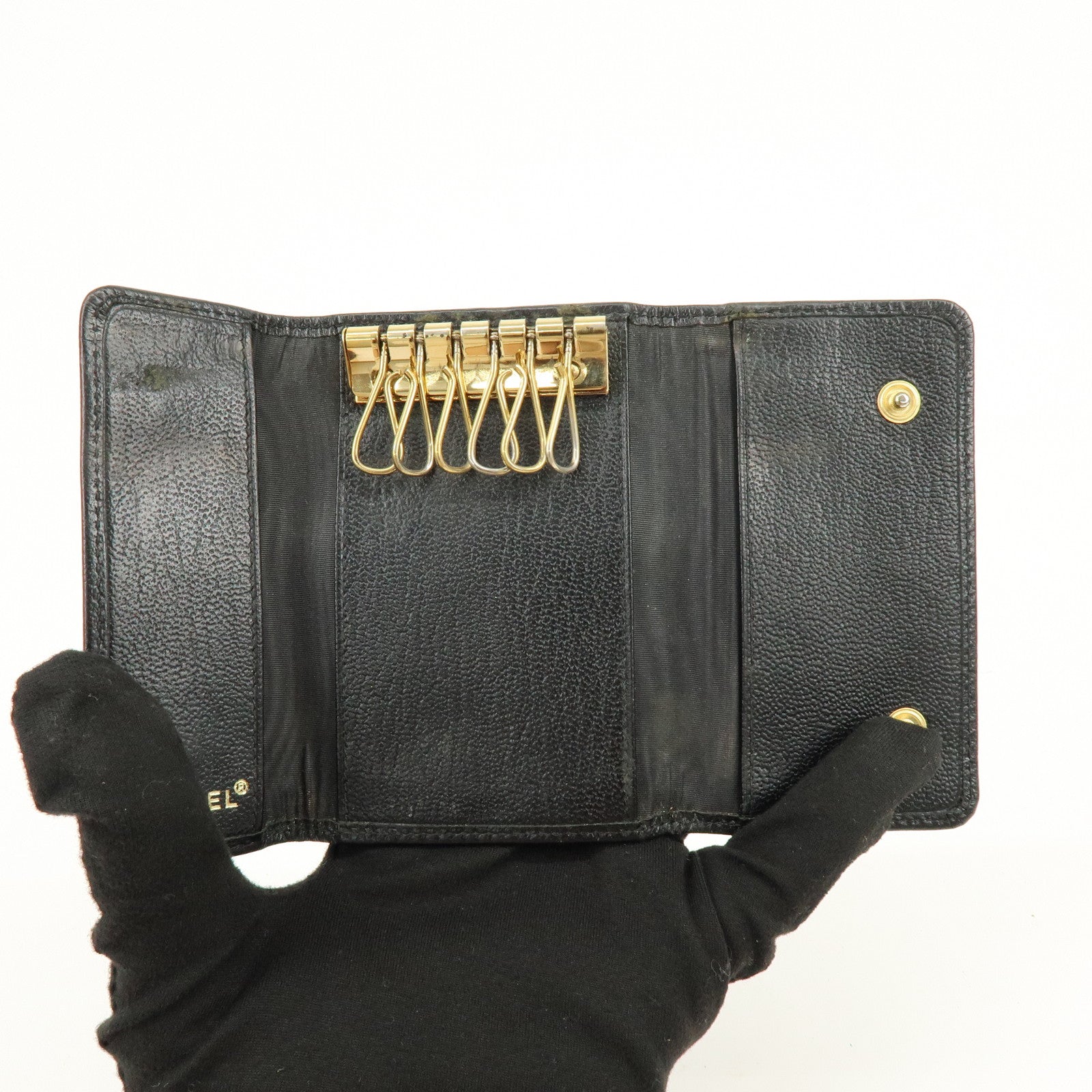 CHANEL COCO Mark Leather Key Case Key Holder Black
