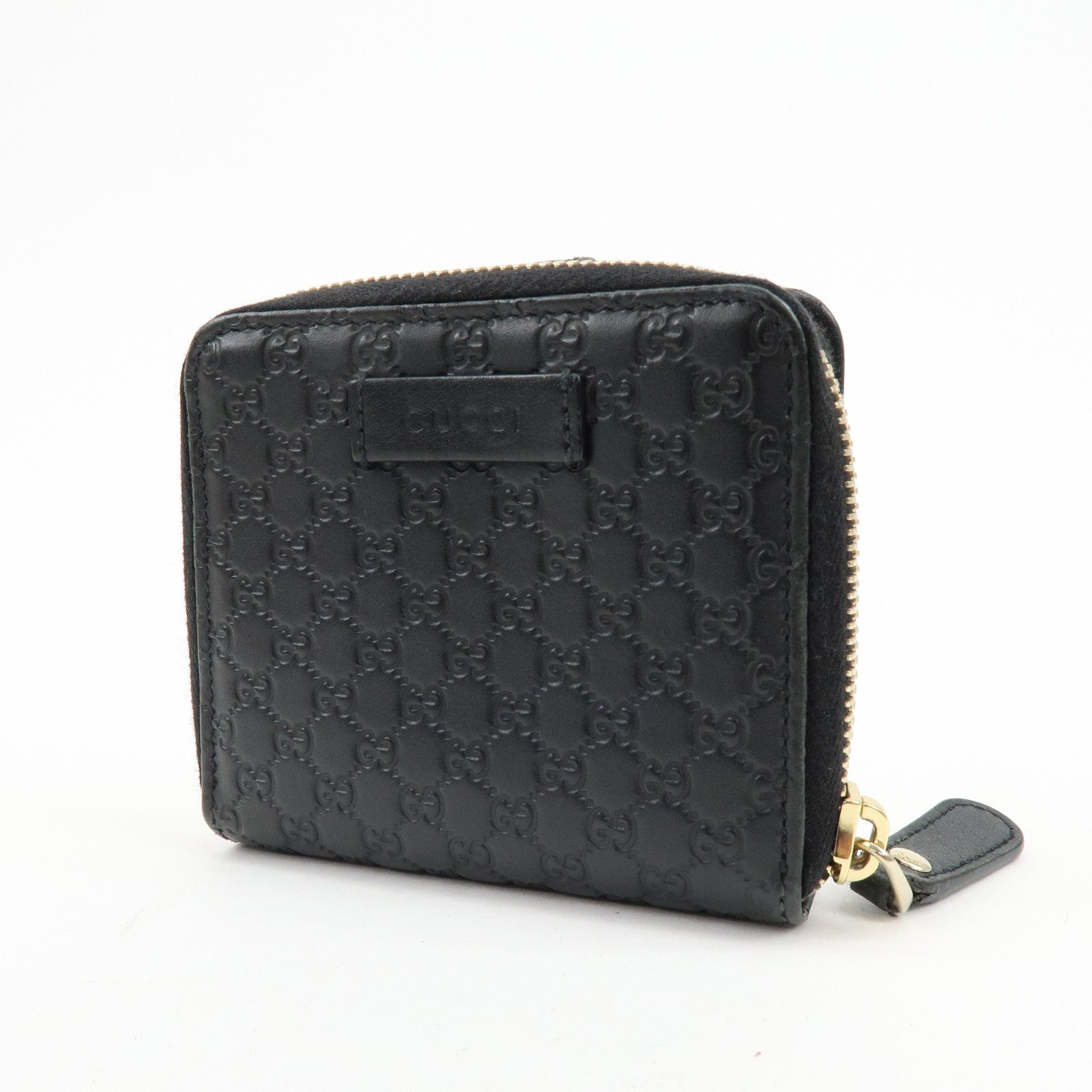 GUCCI Micro Guccissima Leather Bi-Fold Compact Wallet  Black 449395